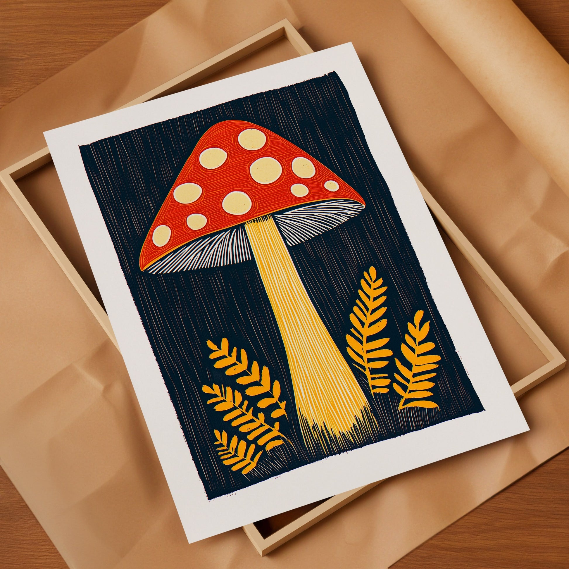 Mushroom Art Print | Folk-Art Wall Decor