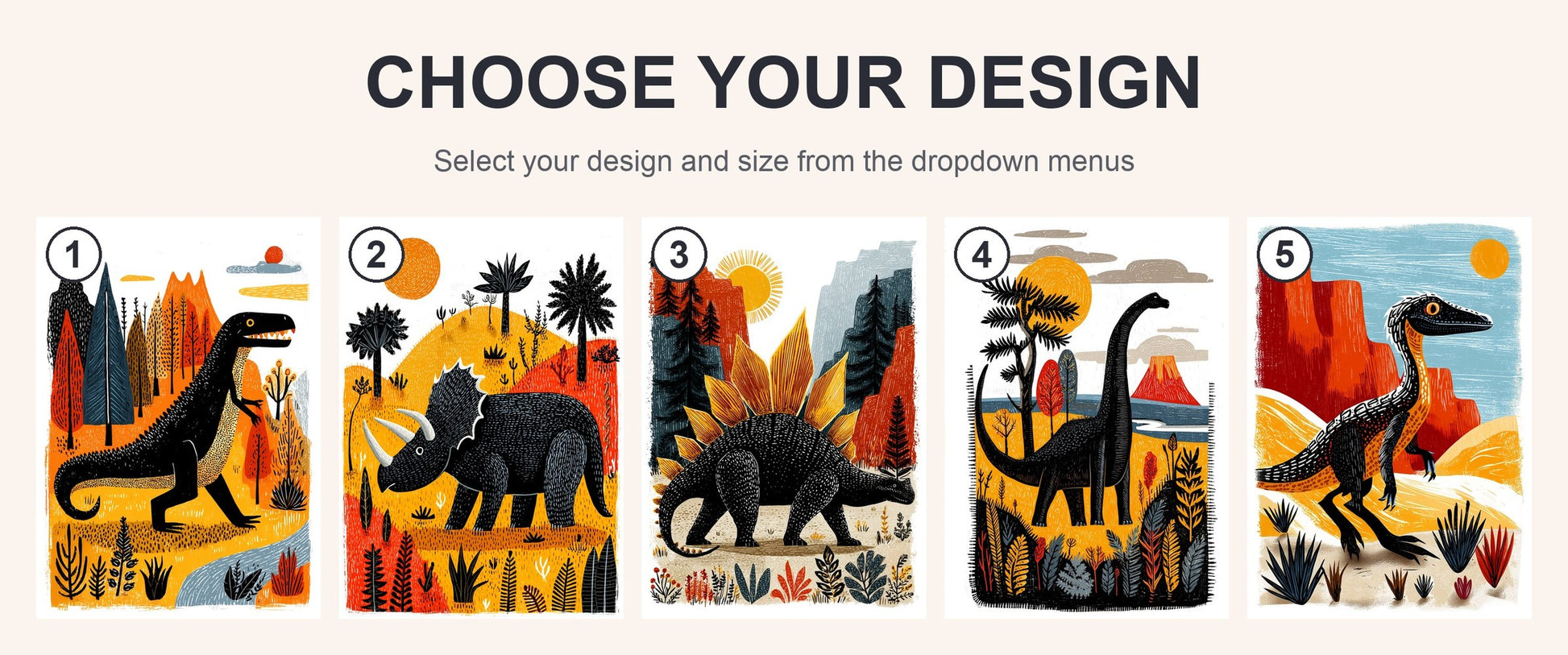 Dinosaur Art Print | Folk-Art Wall Decor