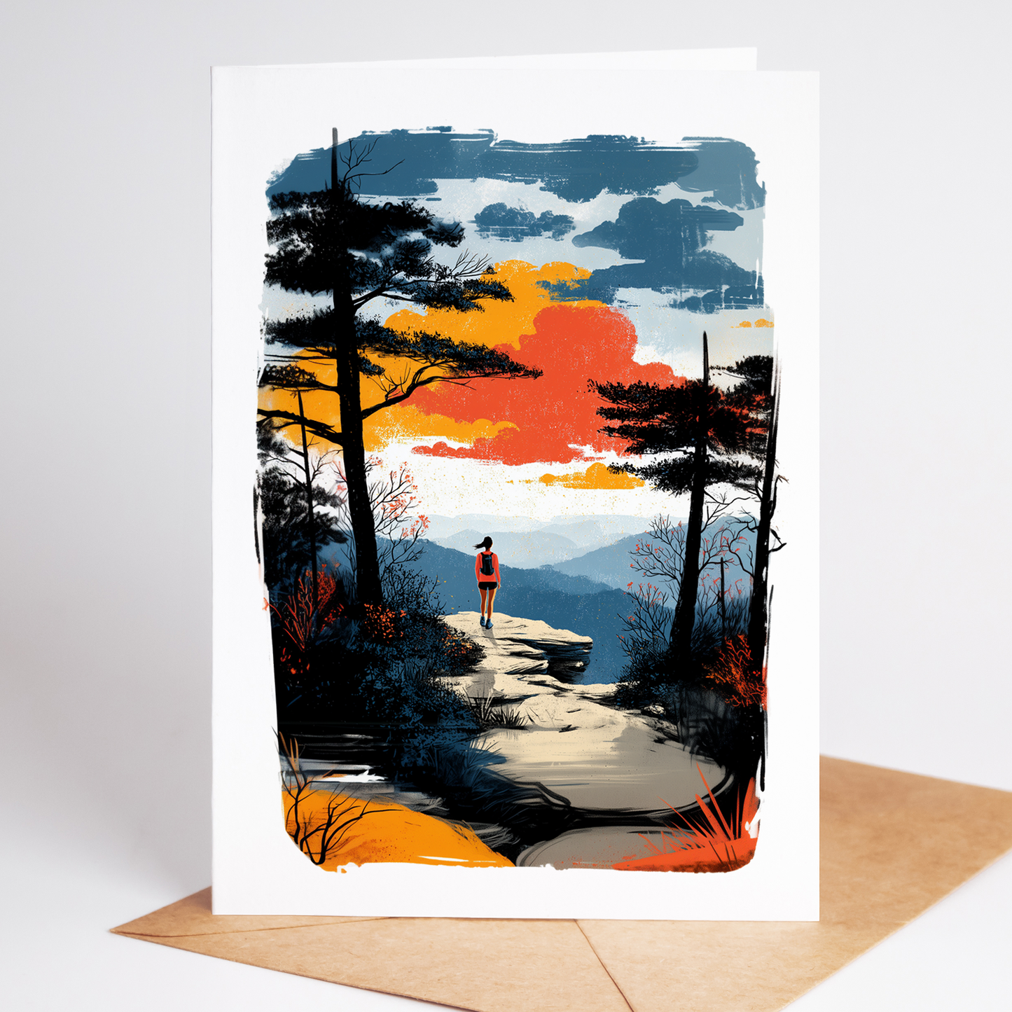 Trail Running Greeting Card Set | Folk Art Nature Cards for Runners | Set of 10