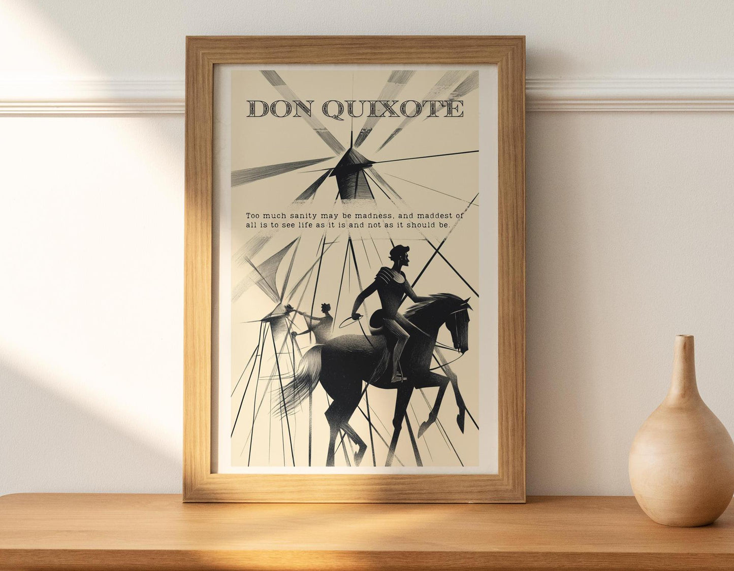 Don Quixote 11x17 folk-art art print, blank inside