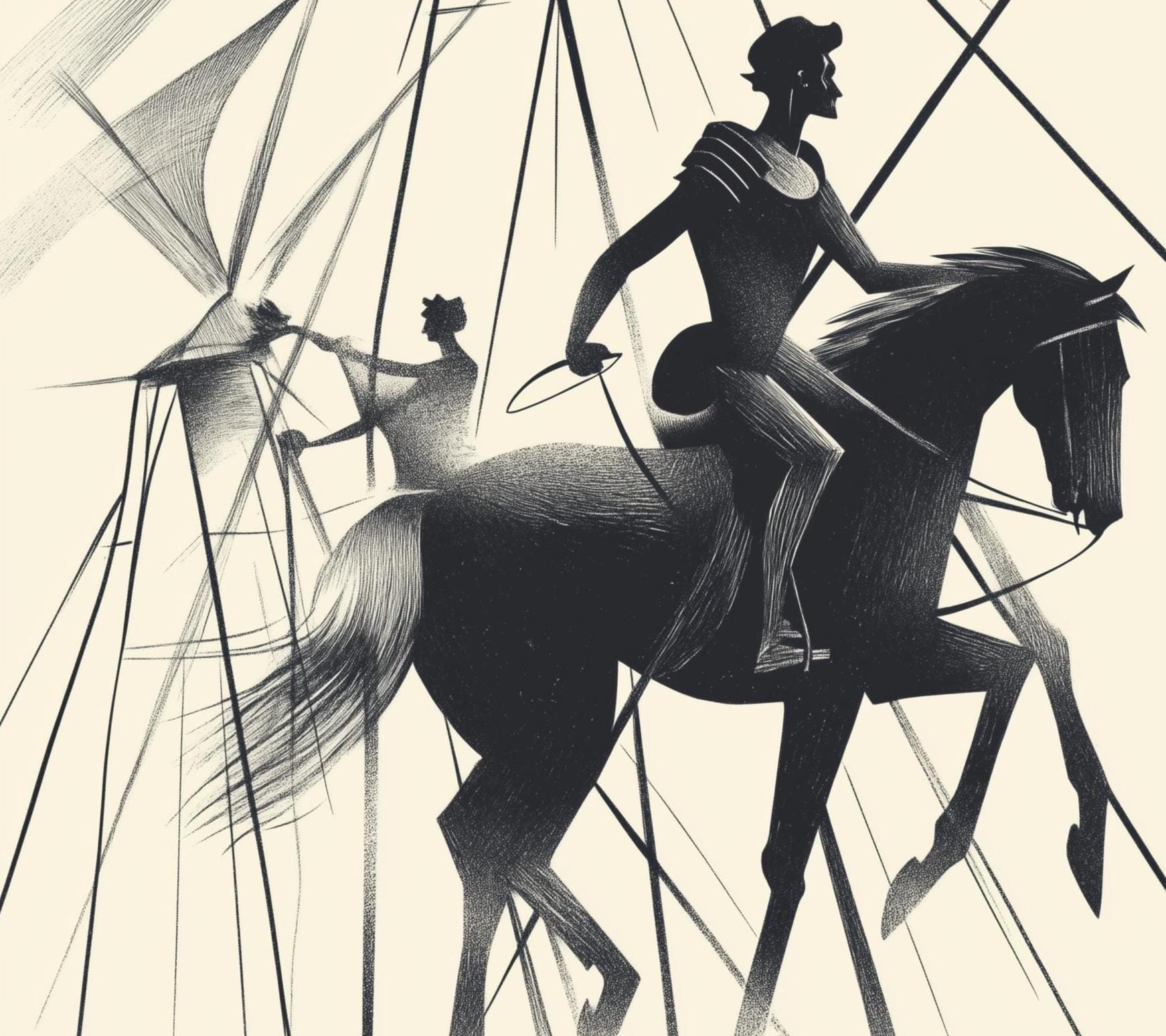 Don Quixote 11x17 folk-art art print, blank inside