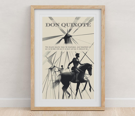 Don Quixote 11x17 folk-art art print, blank inside