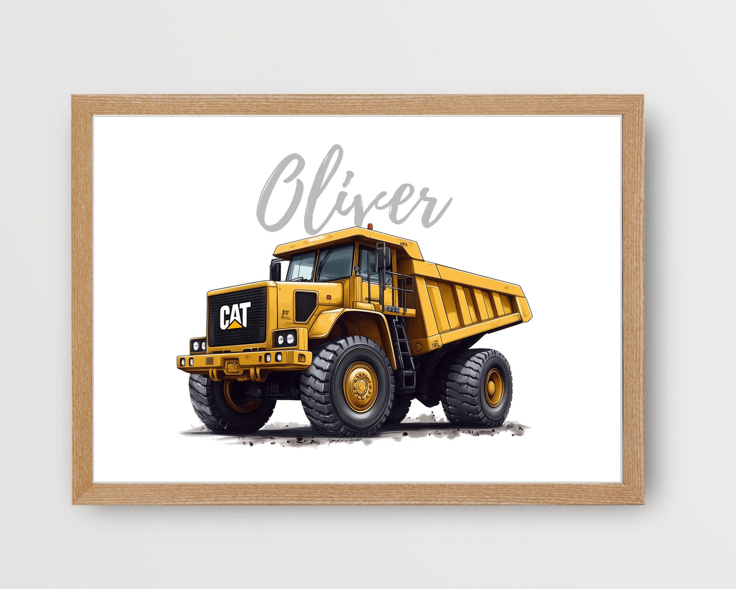 Dump Truck folk-art art print, blank inside