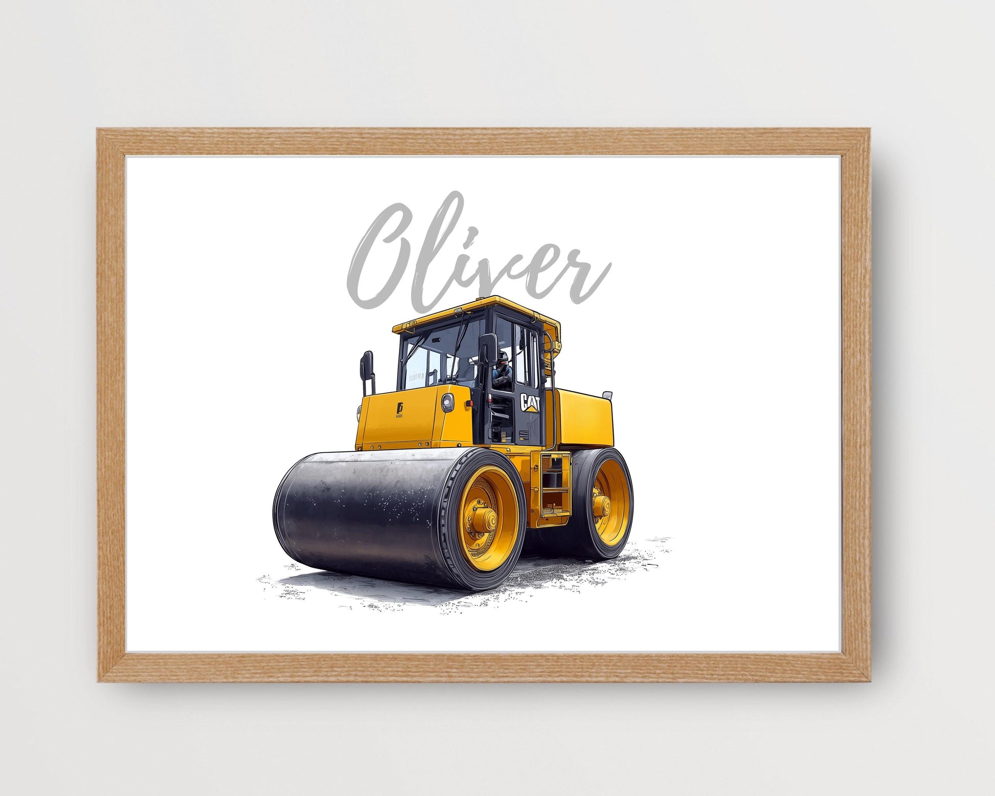 Road Roller folk-art art print, blank inside