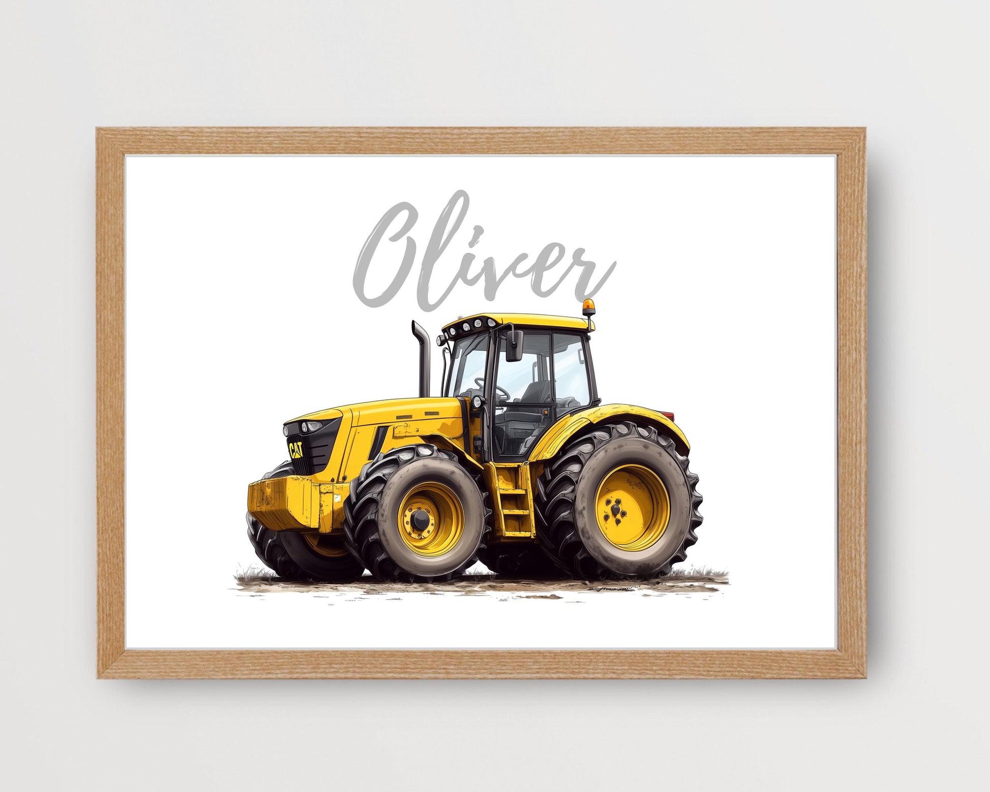 Tractor folk-art art print, blank inside