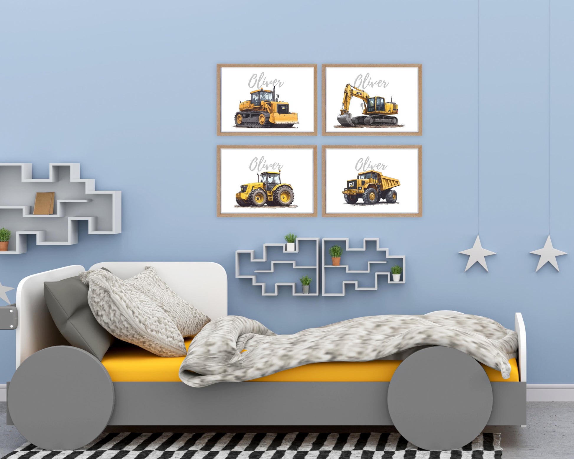 Tractor folk-art art print, blank inside