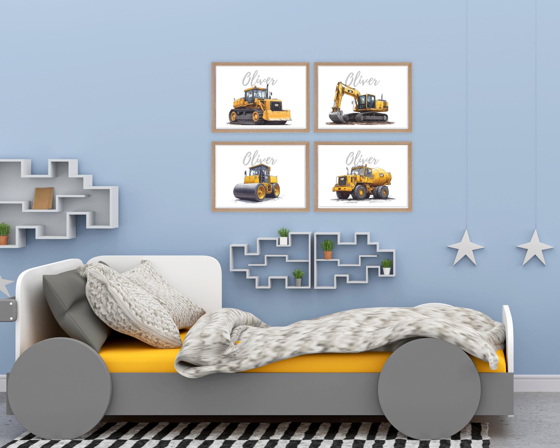 Road Roller folk-art art print, blank inside