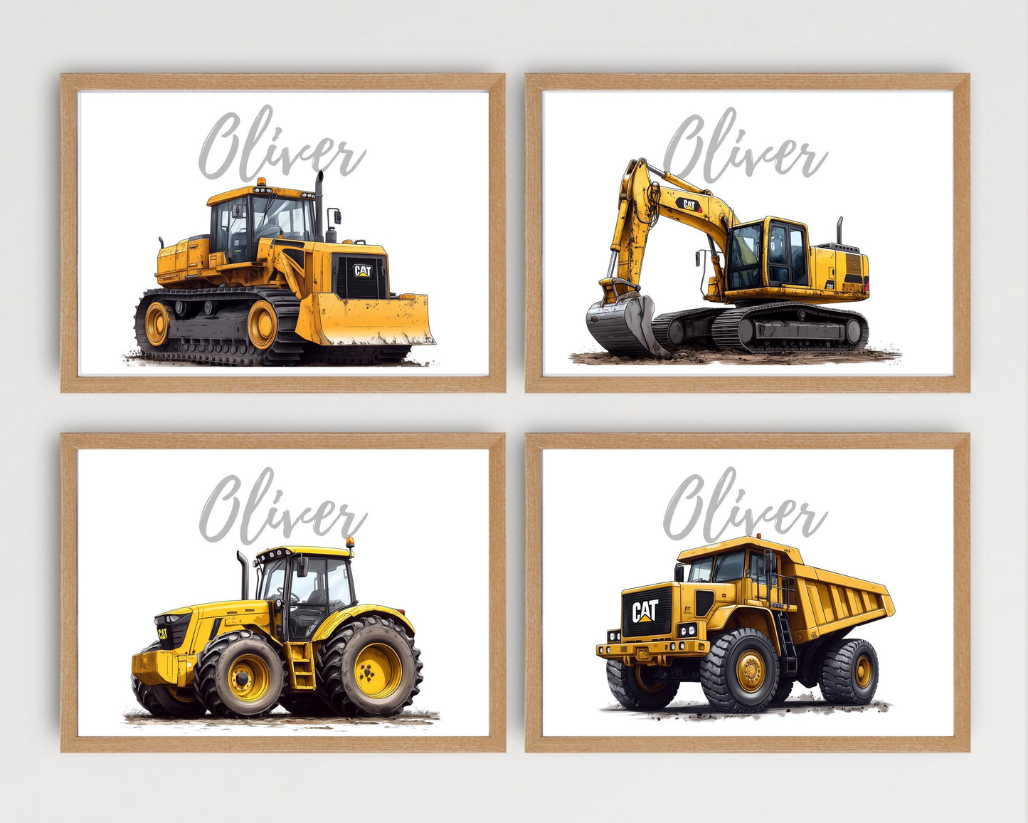 Tractor folk-art art print, blank inside