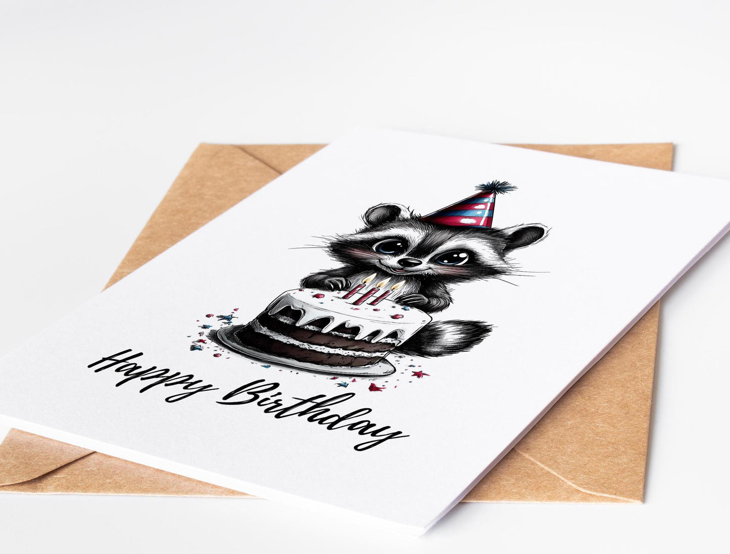 Adorable Raccoon Birthday Party Invitation