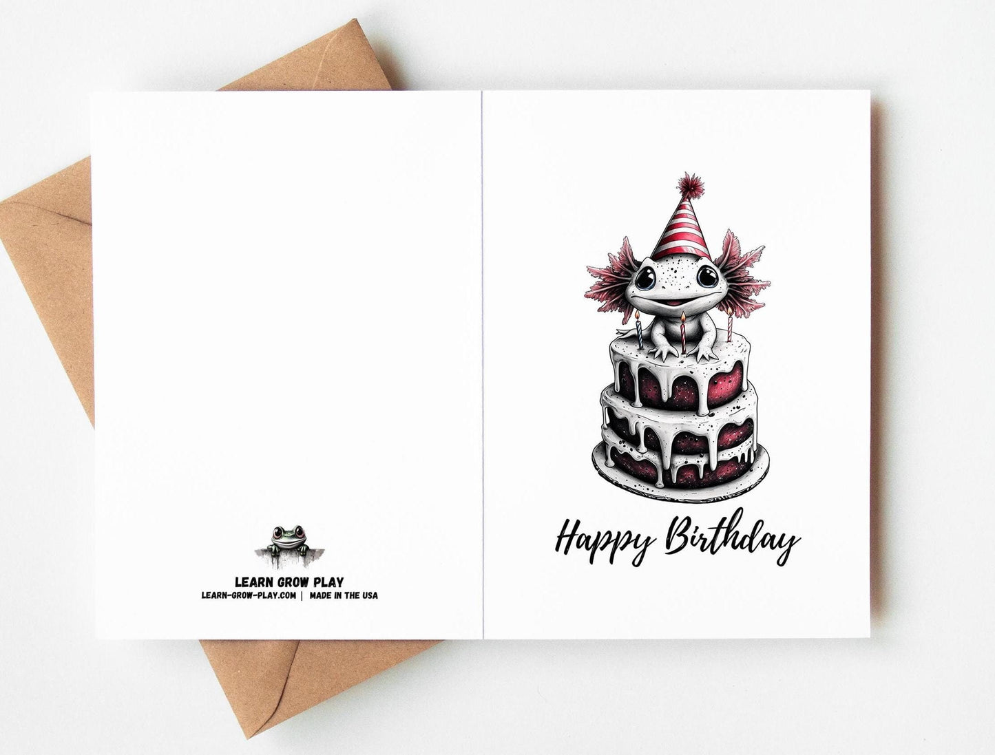 Cat folk-art greeting card, blank inside