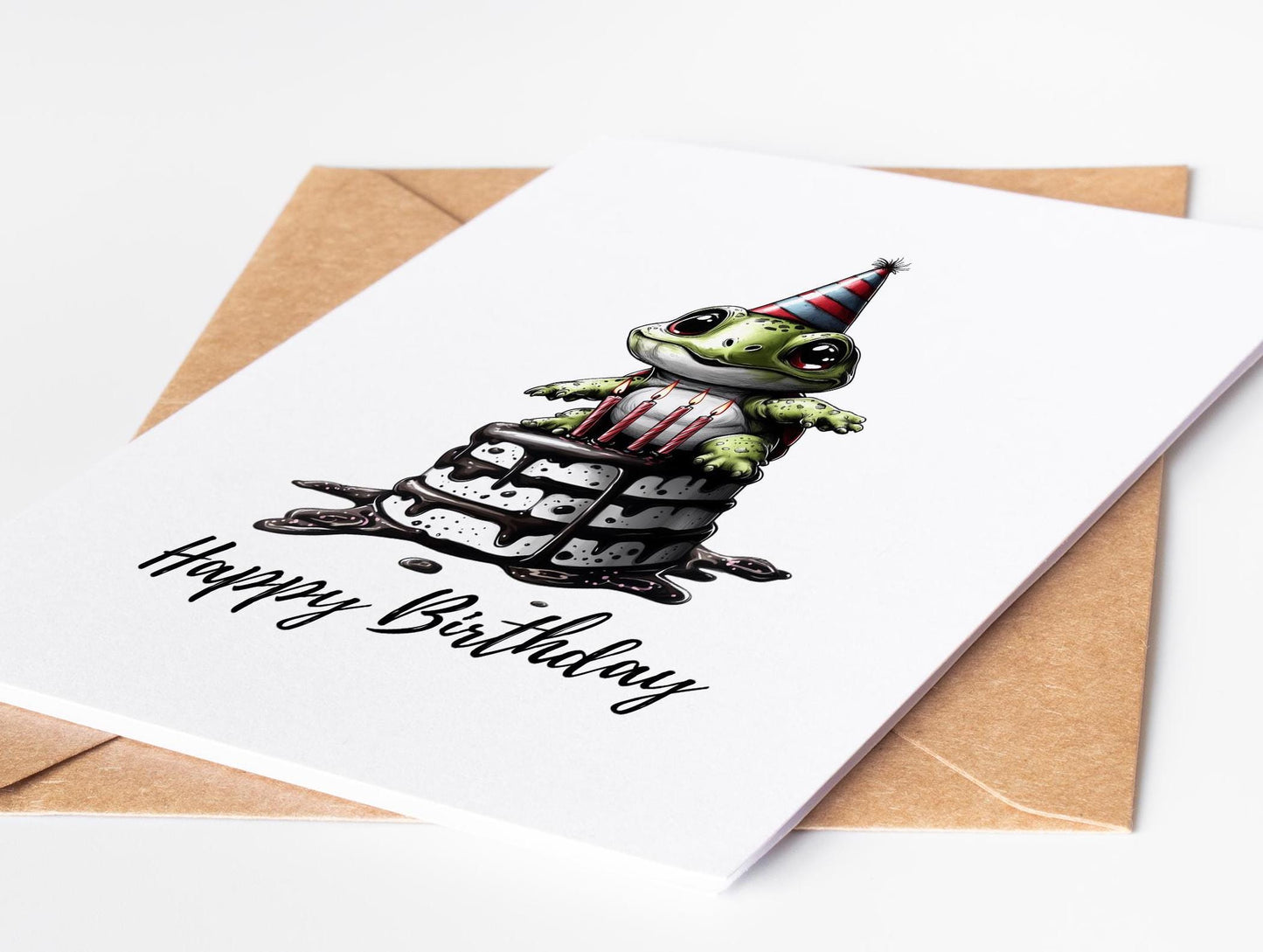 Turtle folk-art greeting card, blank inside