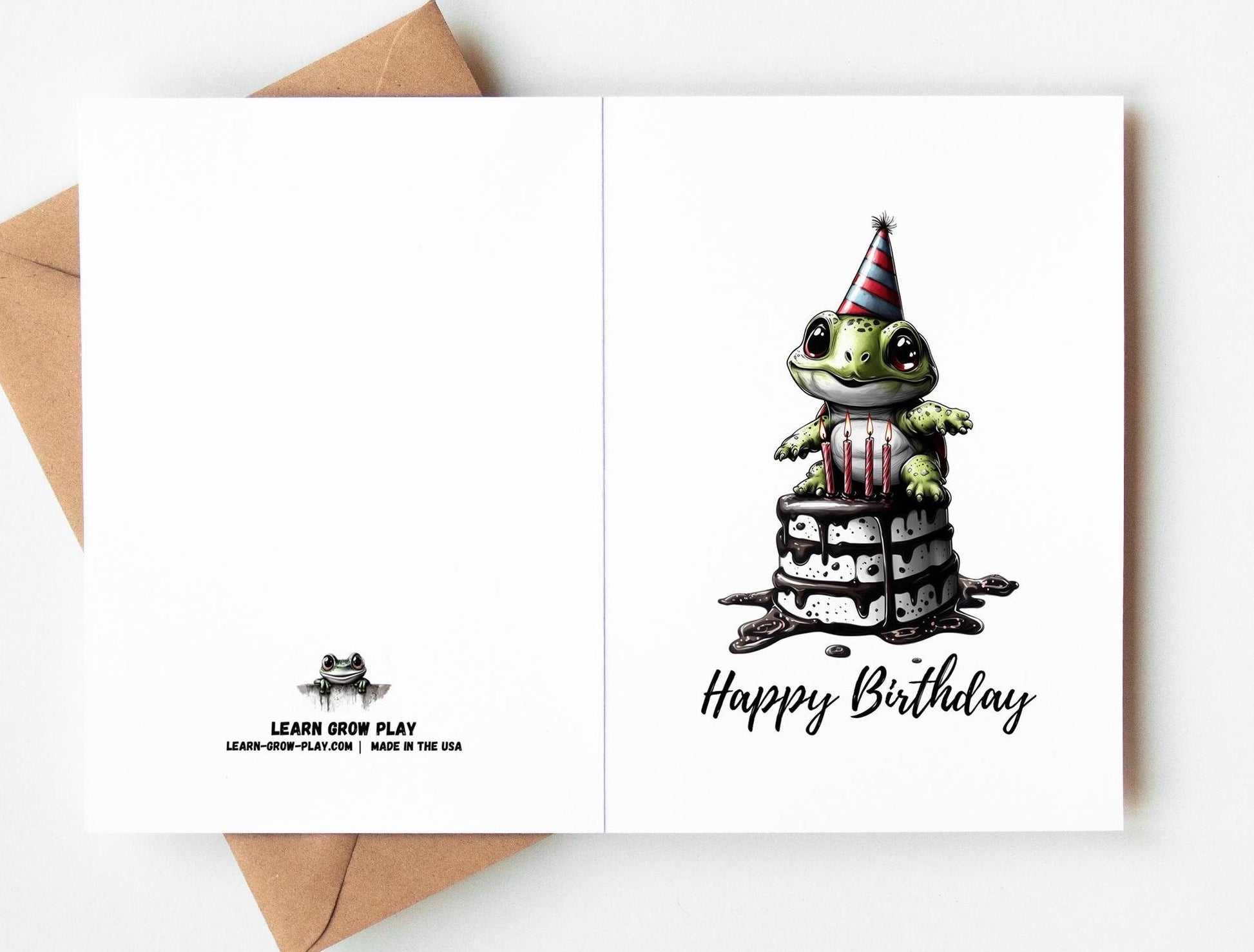 Turtle folk-art greeting card, blank inside