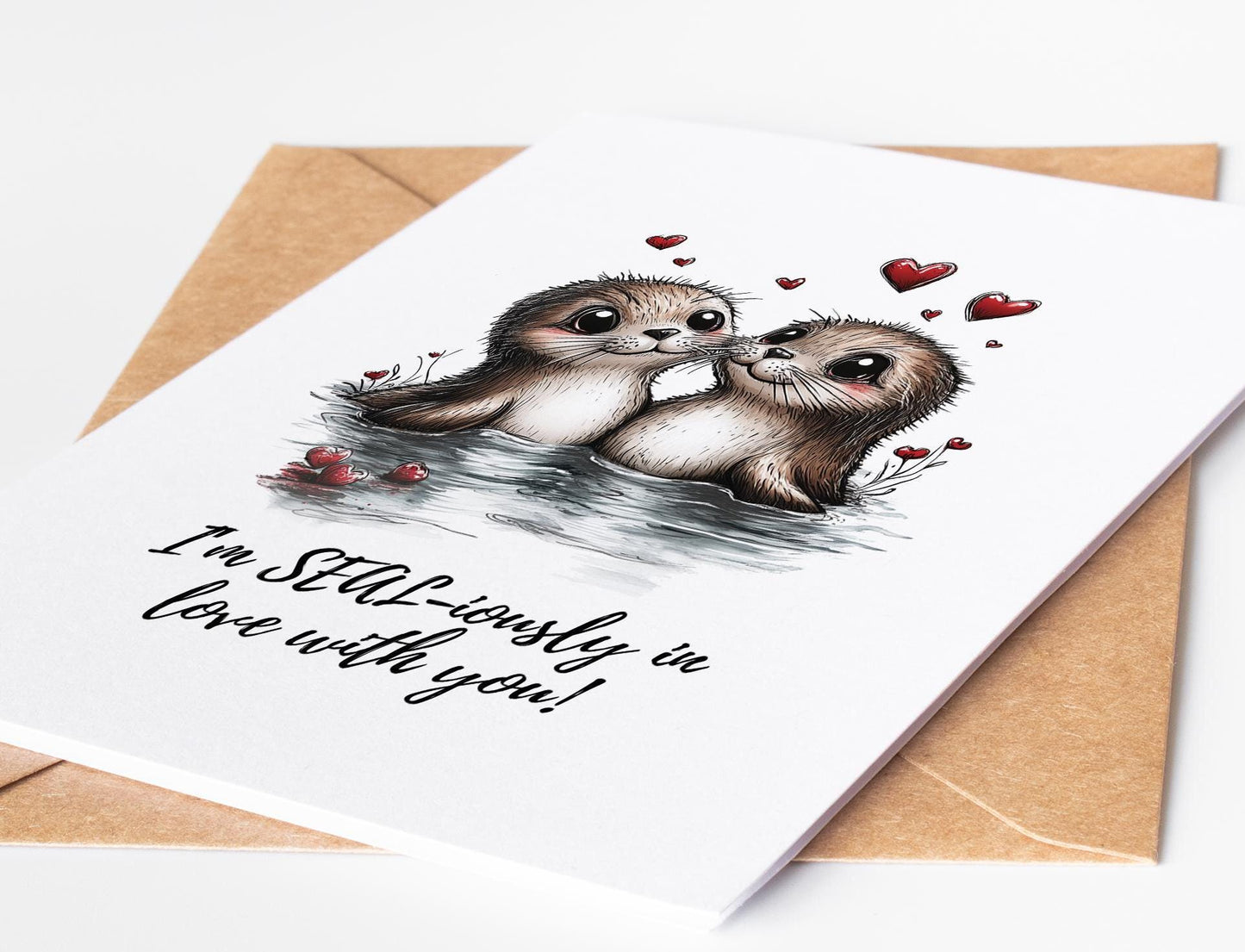 Seal folk-art greeting card, blank inside