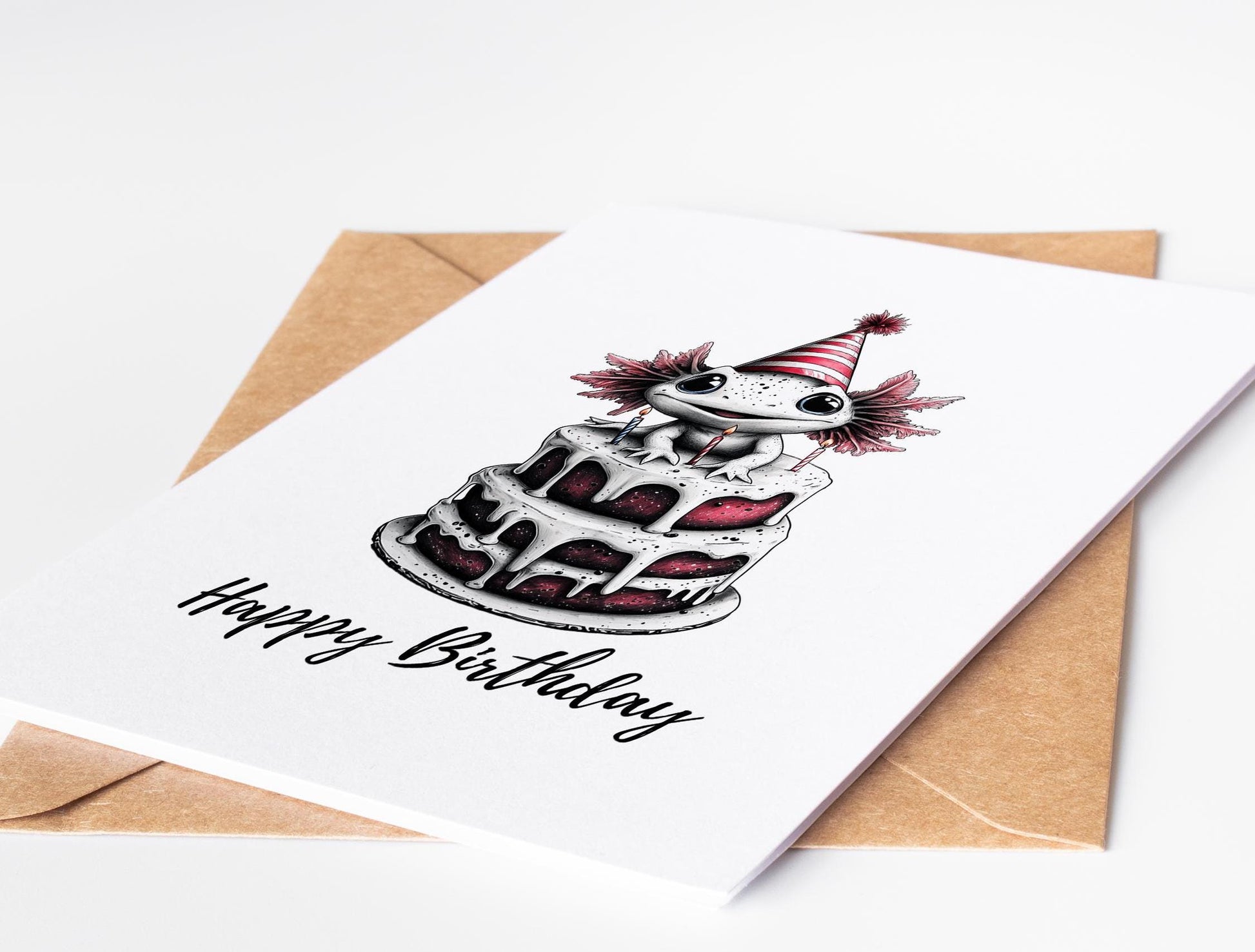 Cat folk-art greeting card, blank inside