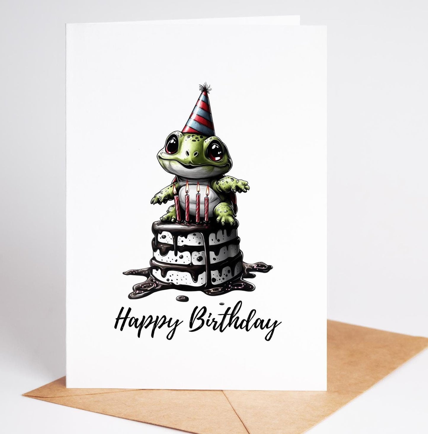 Turtle folk-art greeting card, blank inside