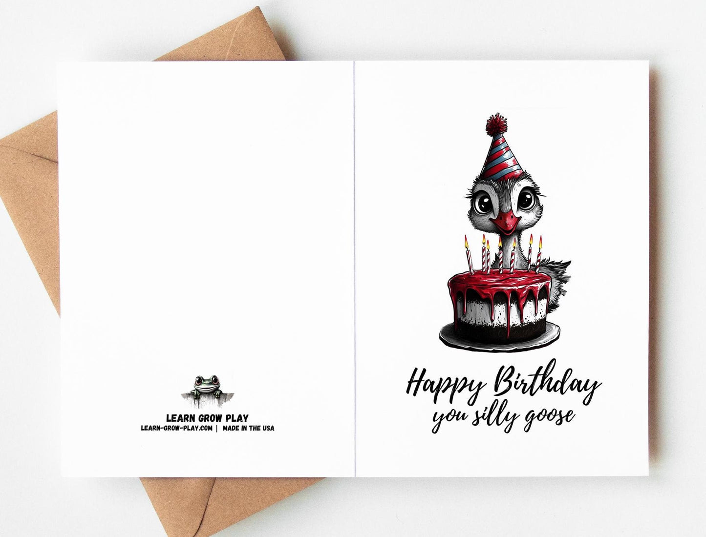 Goose folk-art greeting card, blank inside