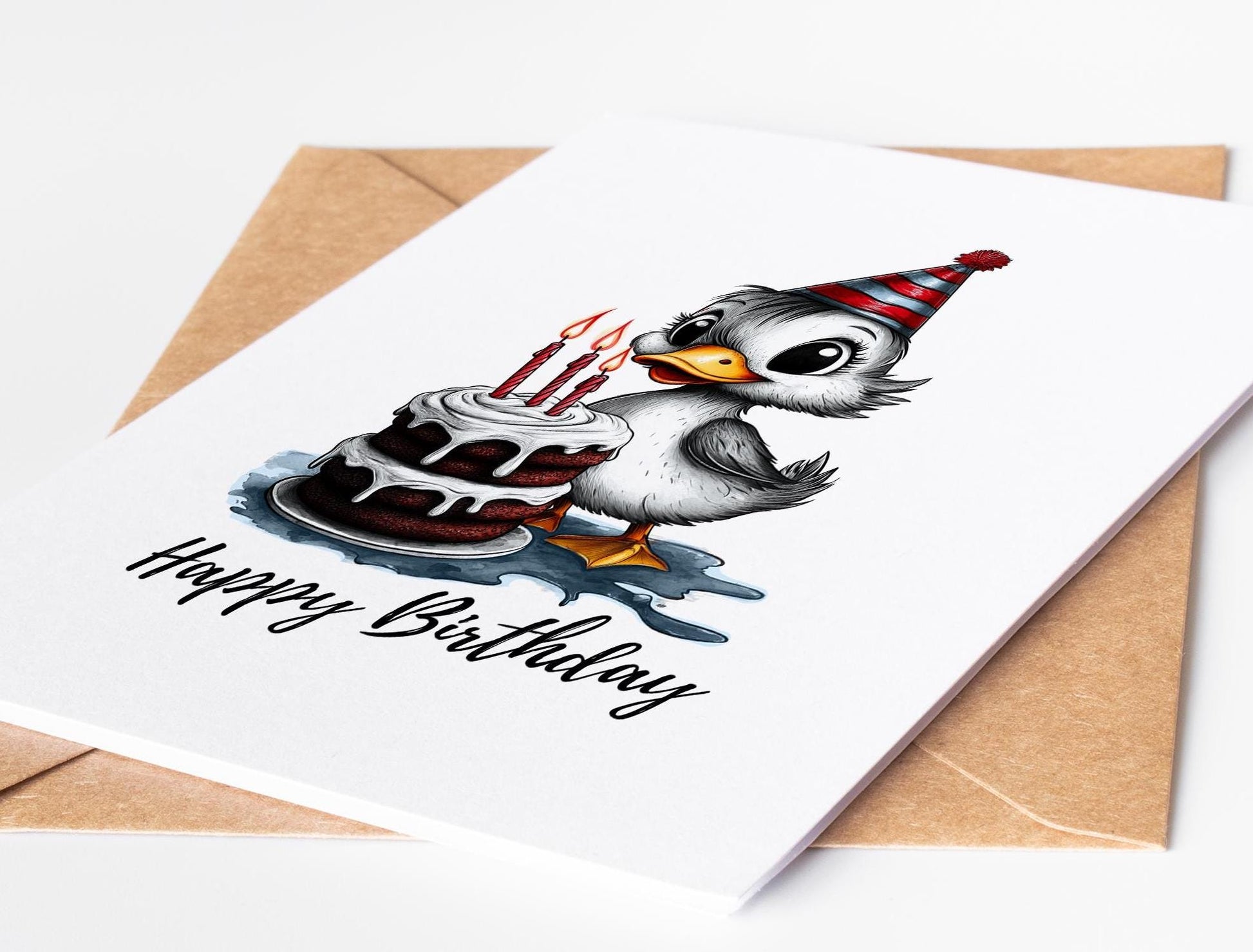Duck folk-art greeting card, blank inside