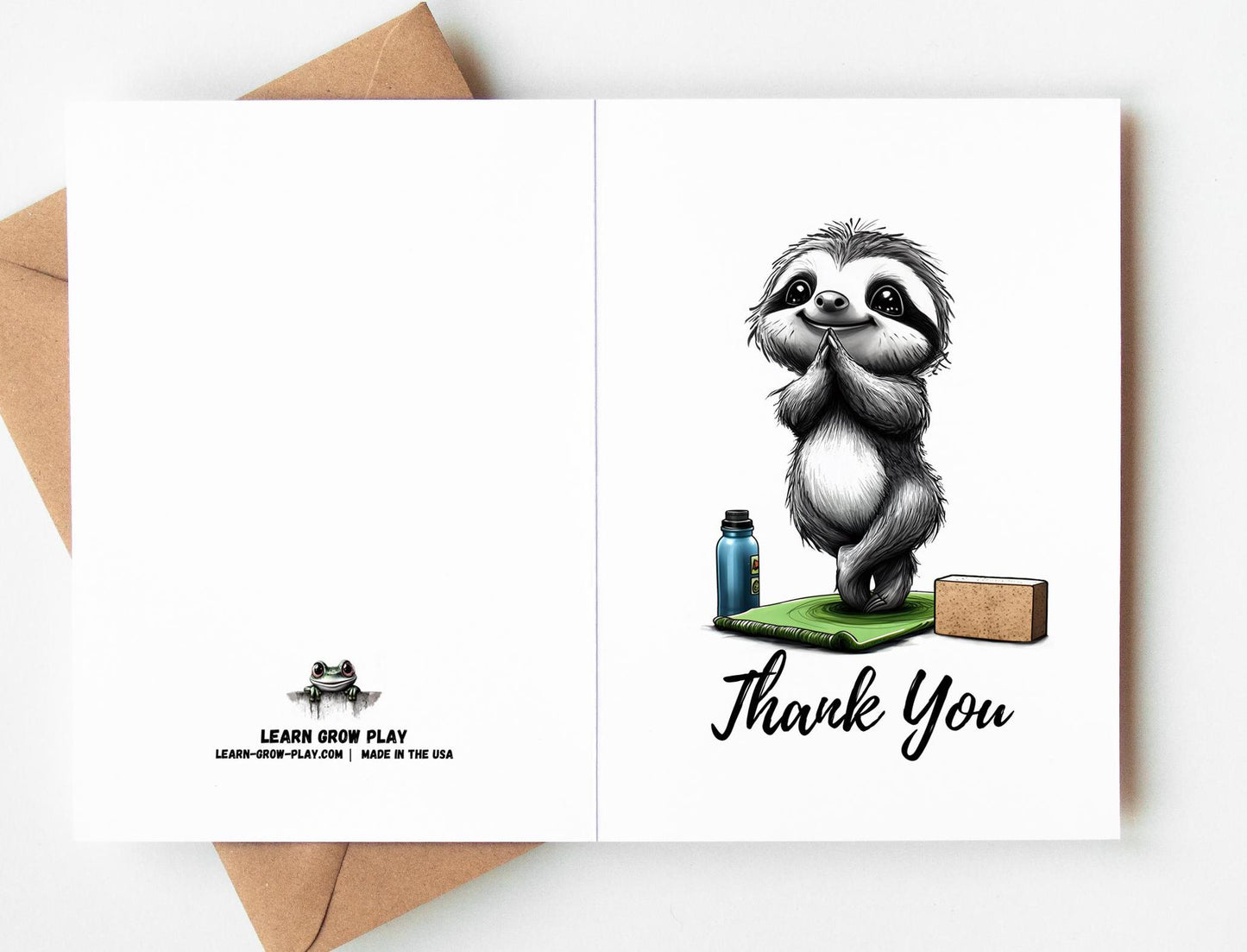 Sloth folk-art greeting card, blank inside