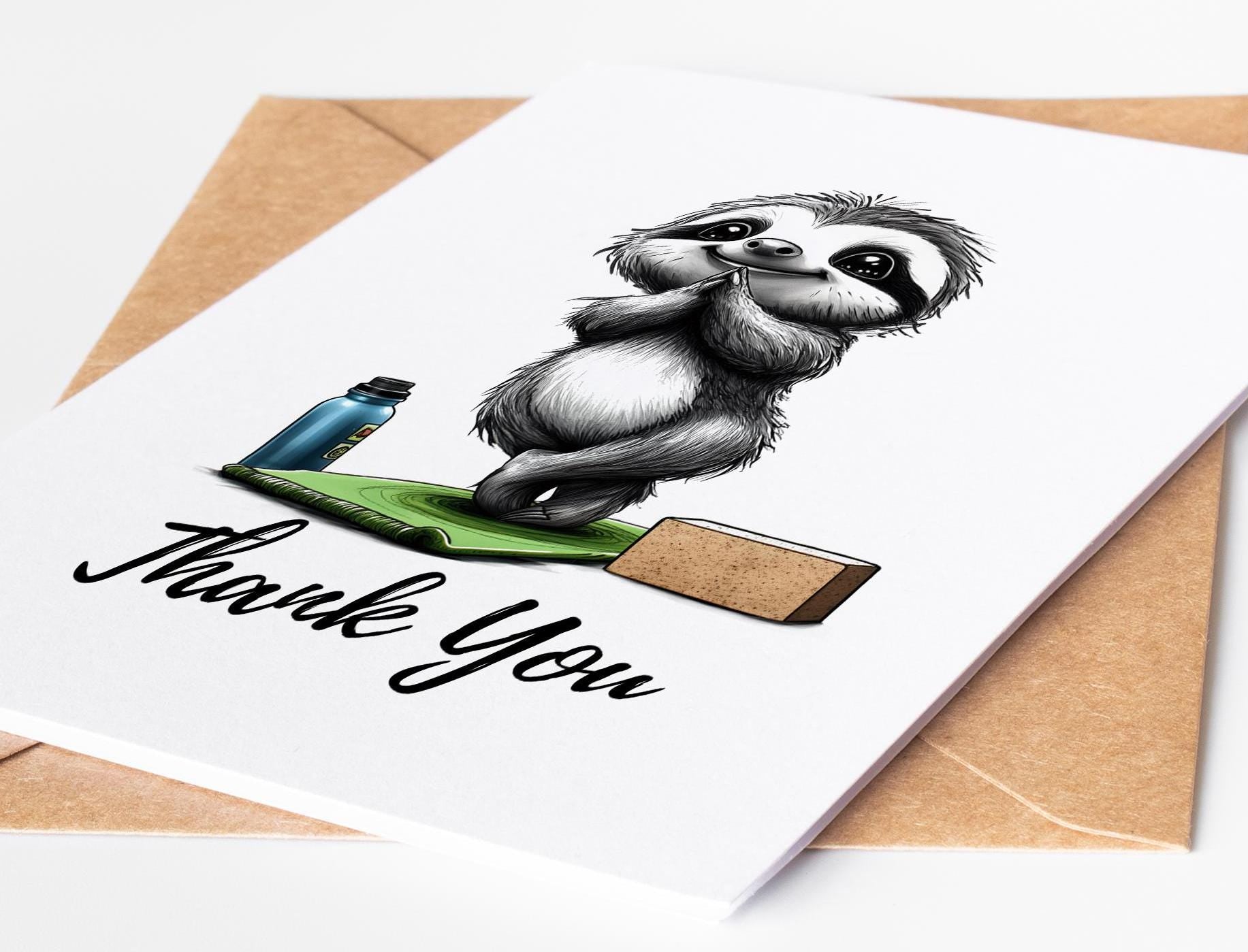 Sloth folk-art greeting card, blank inside