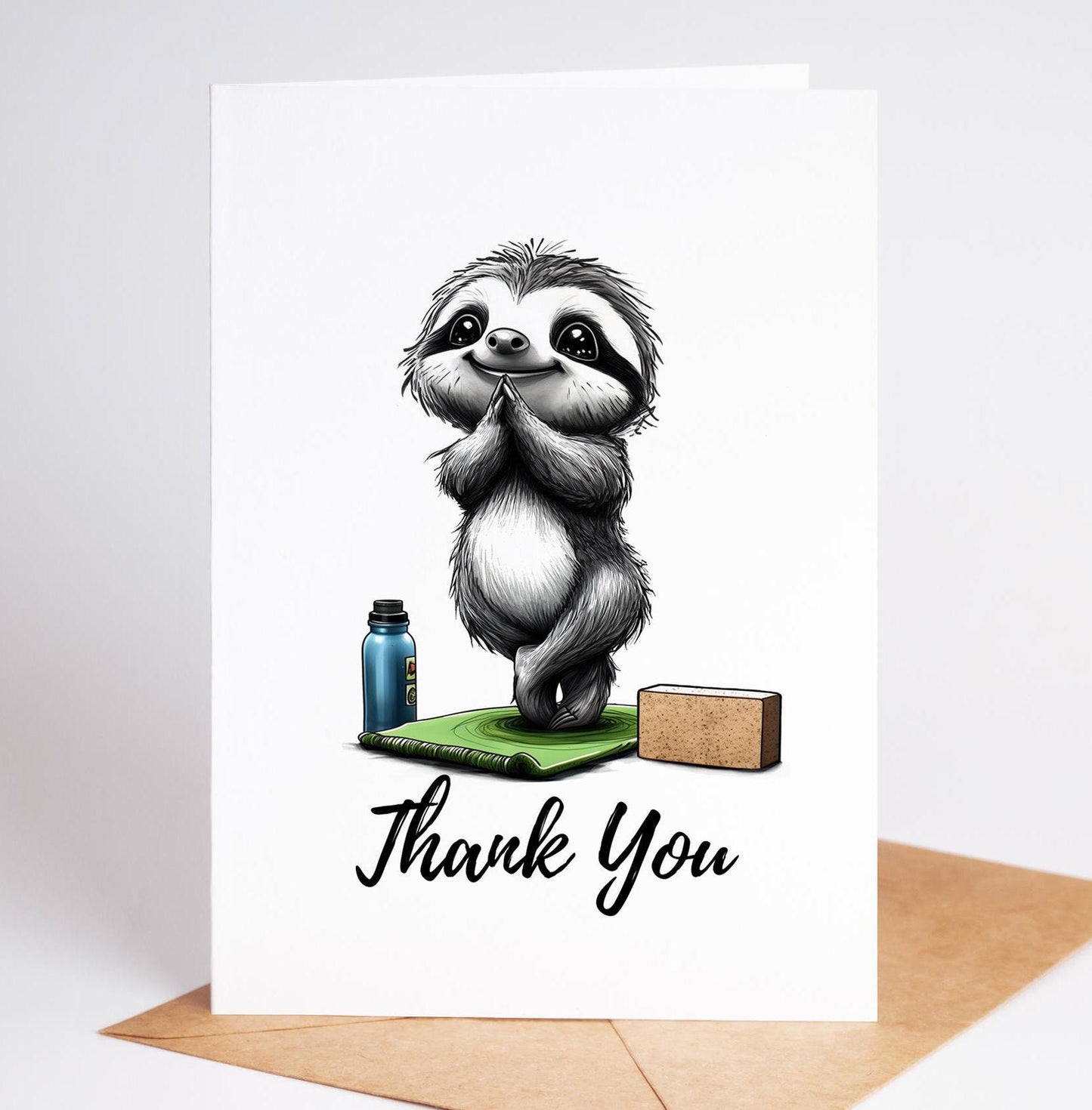 Sloth folk-art greeting card, blank inside