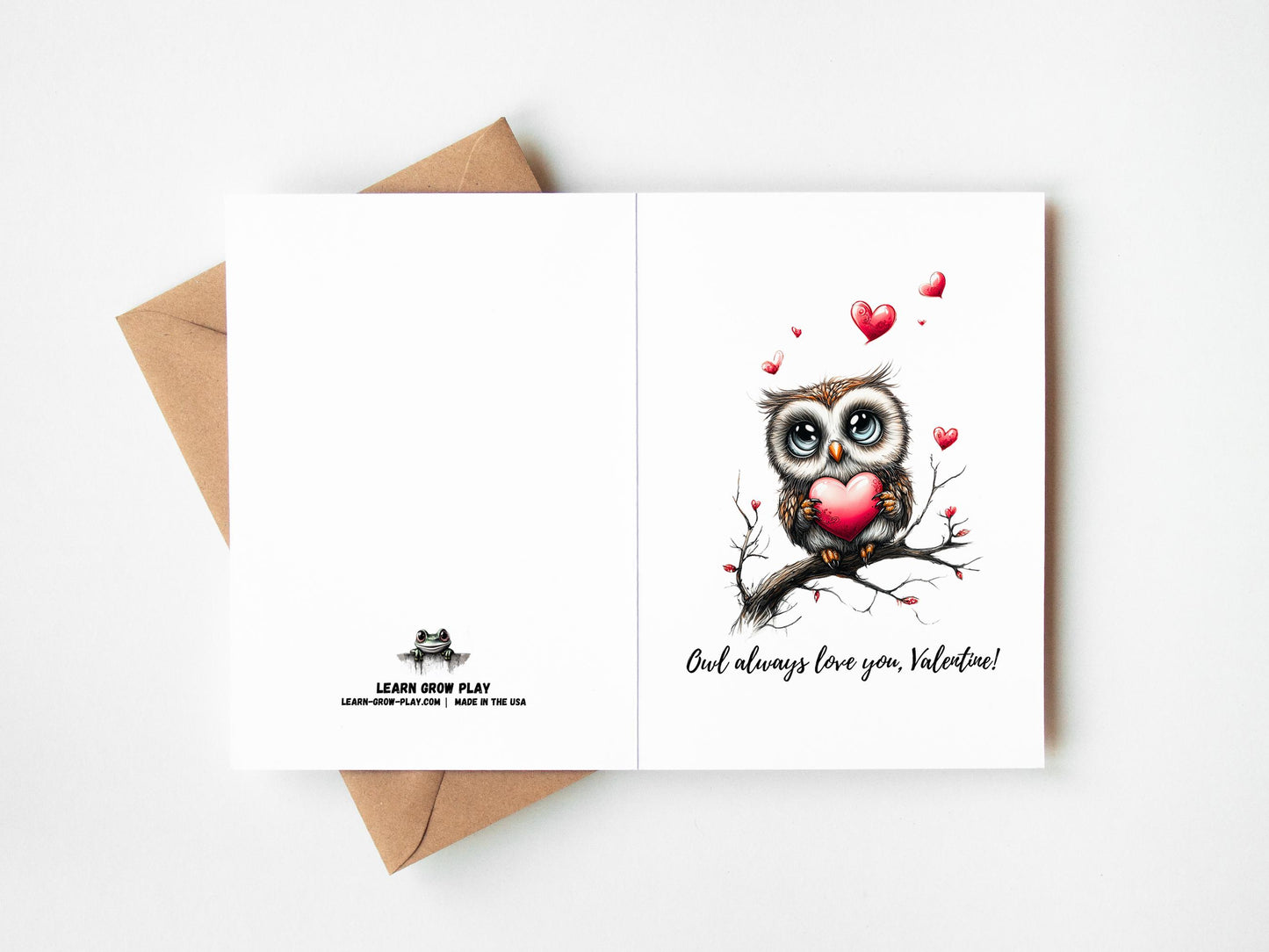 Owl folk-art greeting card, blank inside