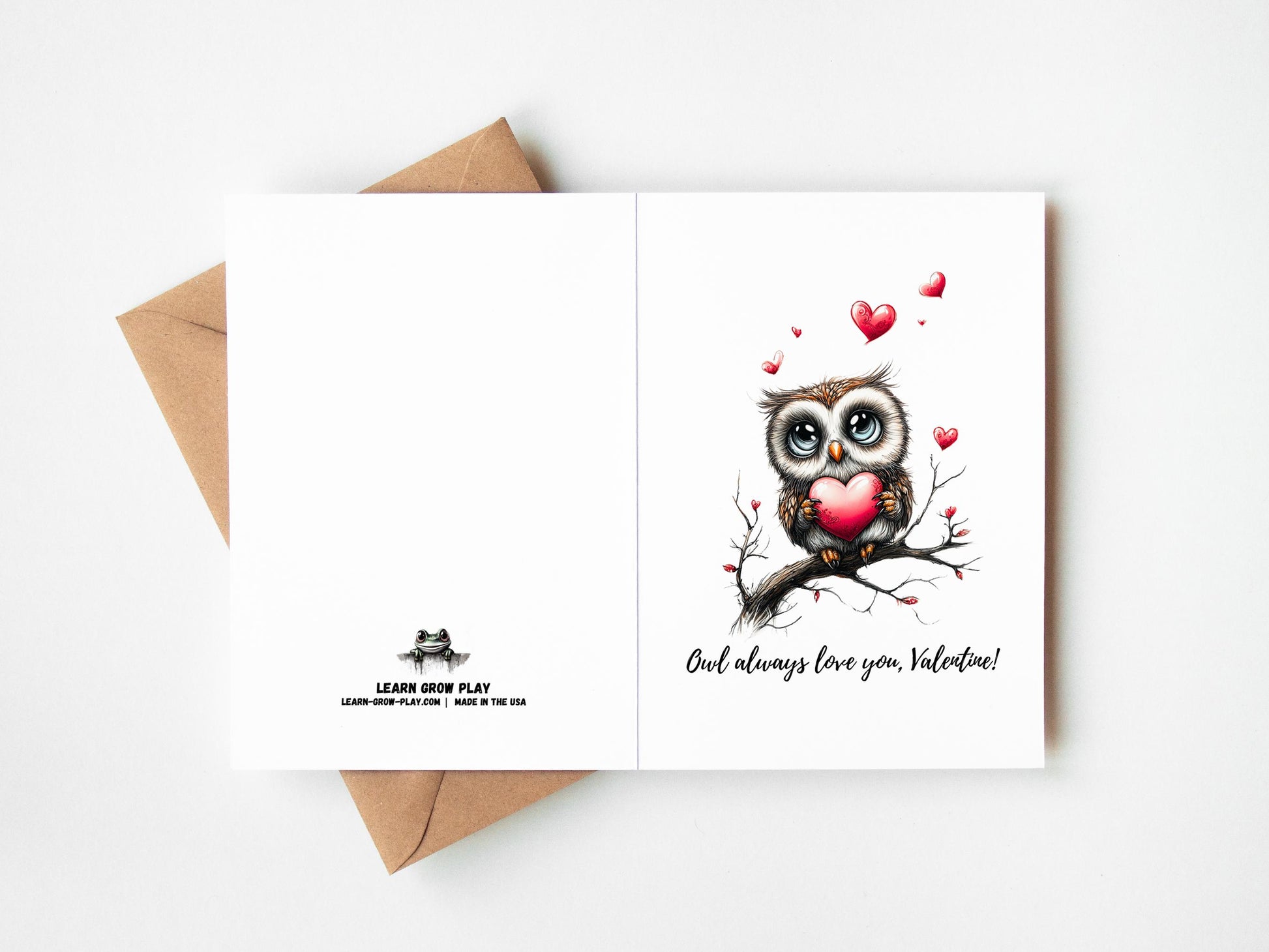 Owl folk-art greeting card, blank inside