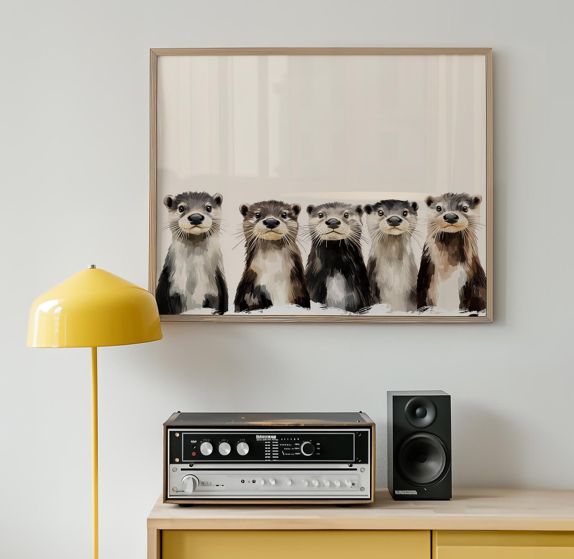 Otter folk-art art print, blank inside