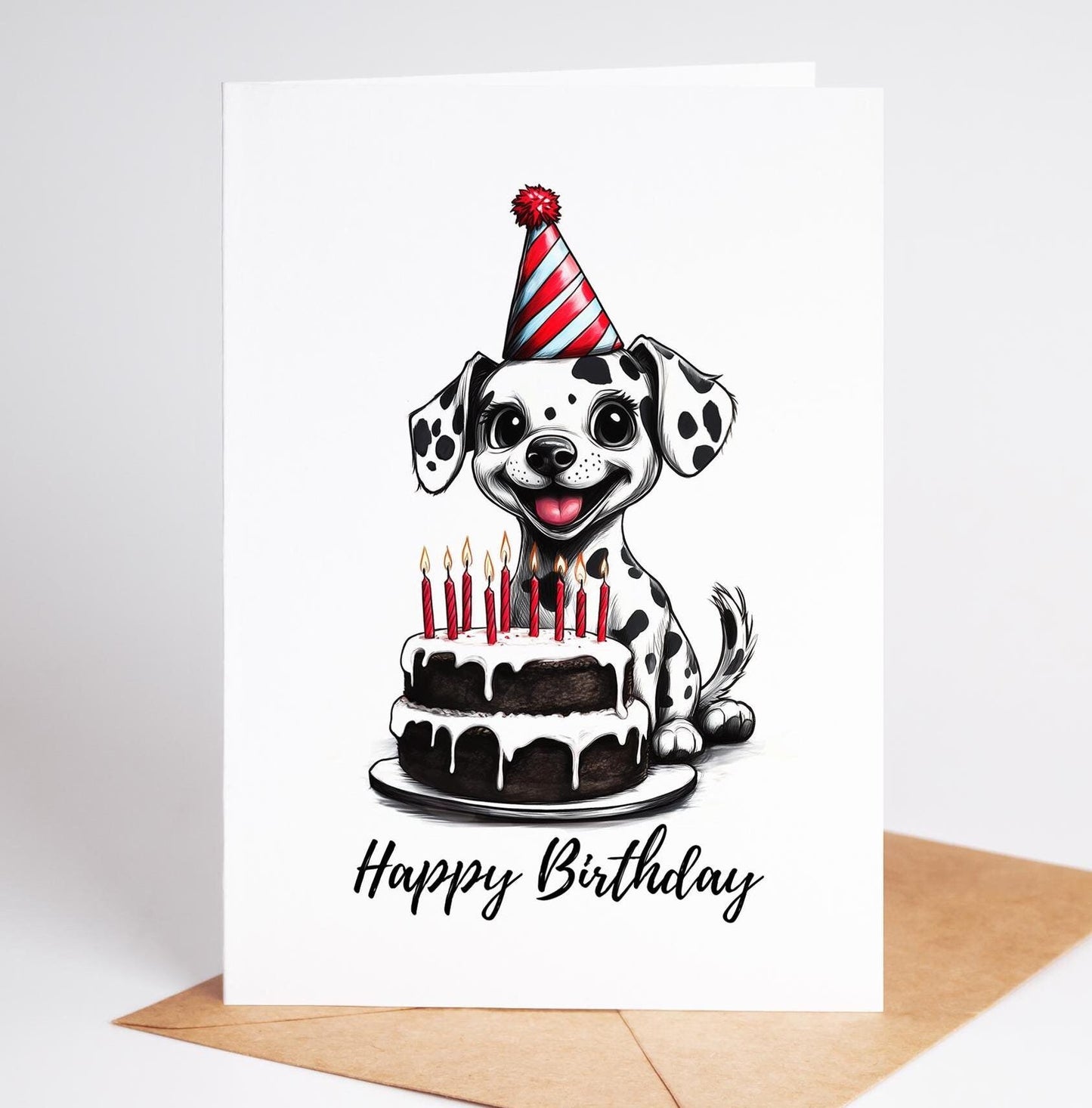 Dalmatian folk-art greeting card, blank inside