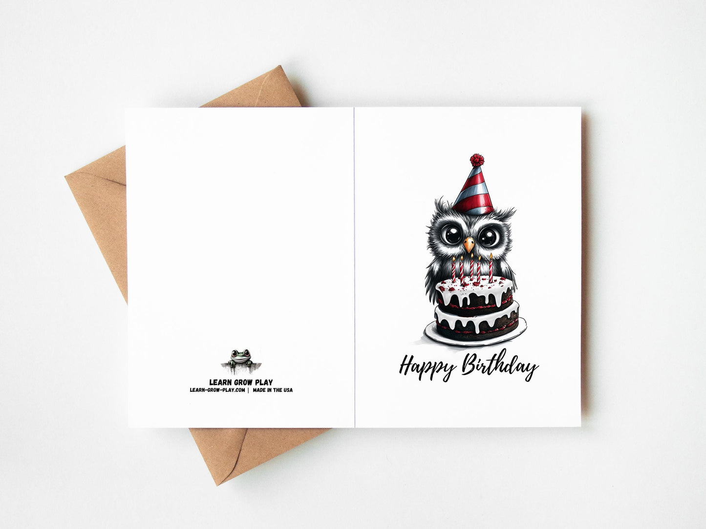 Owl folk-art greeting card, blank inside