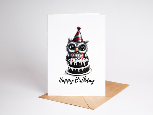 Owl folk-art greeting card, blank inside