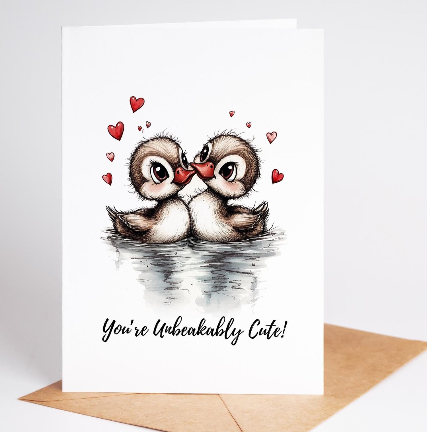 Duck folk-art greeting card, blank inside