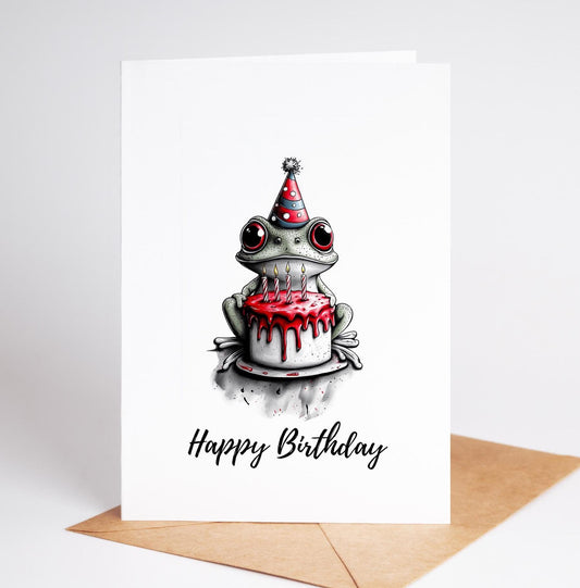 Frog folk-art greeting card, blank inside