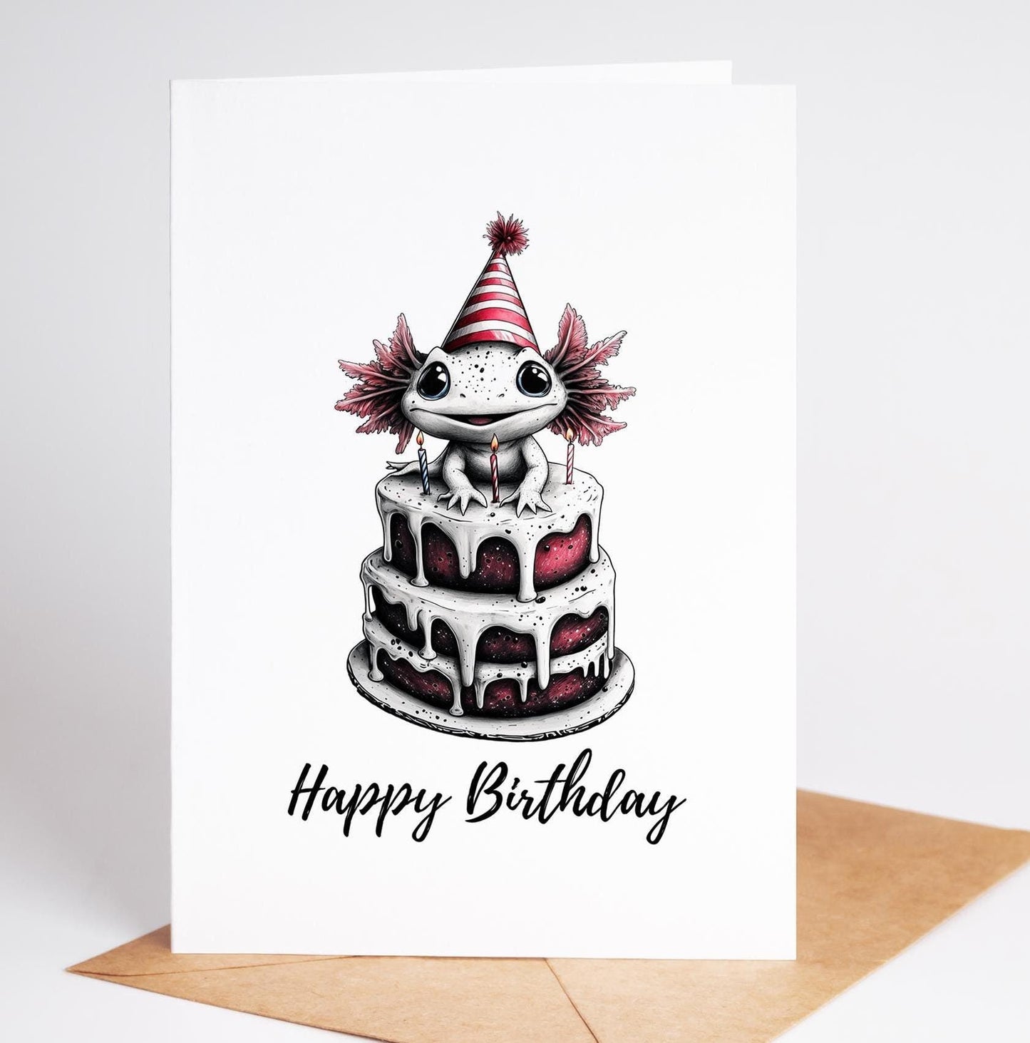 Cat folk-art greeting card, blank inside