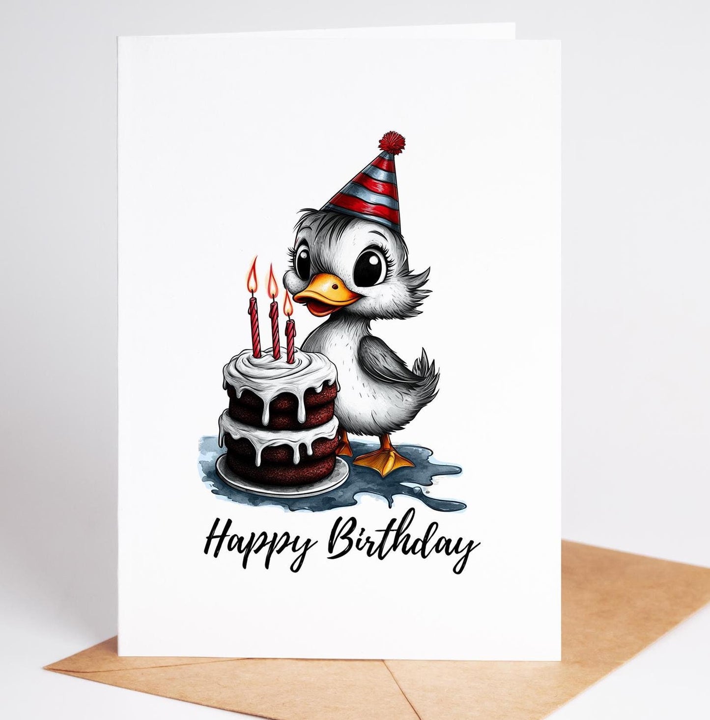 Duck folk-art greeting card, blank inside