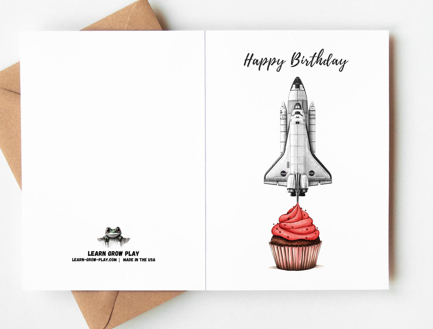 NASA Space Shuttle folk-art greeting card, blank inside