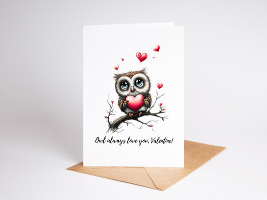 Owl folk-art greeting card, blank inside