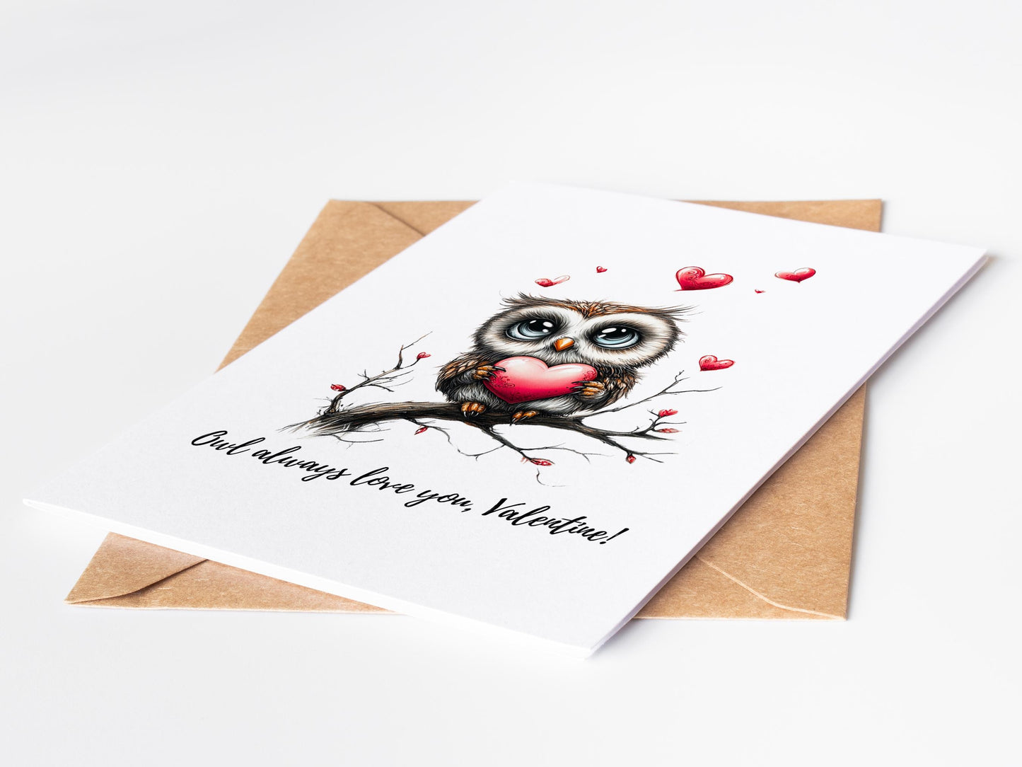Owl folk-art greeting card, blank inside