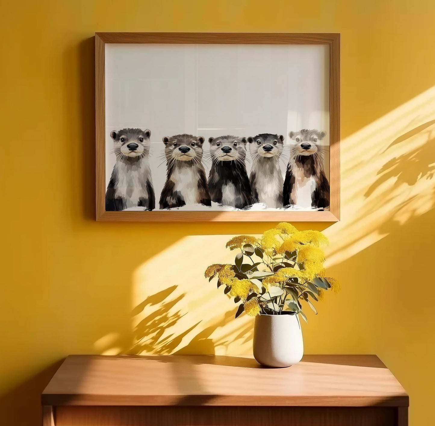 Otter folk-art art print, blank inside