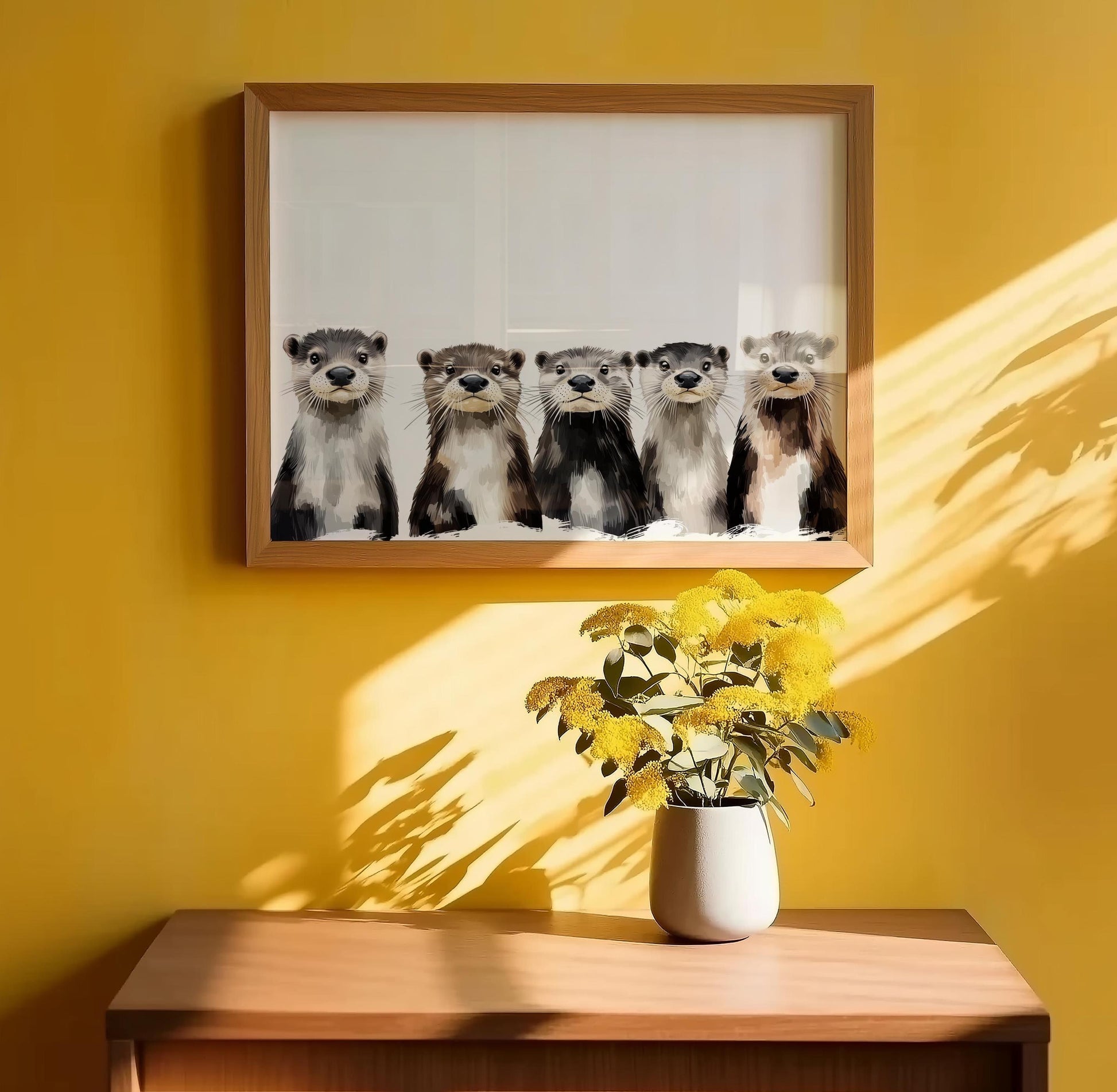 Otter folk-art art print, blank inside
