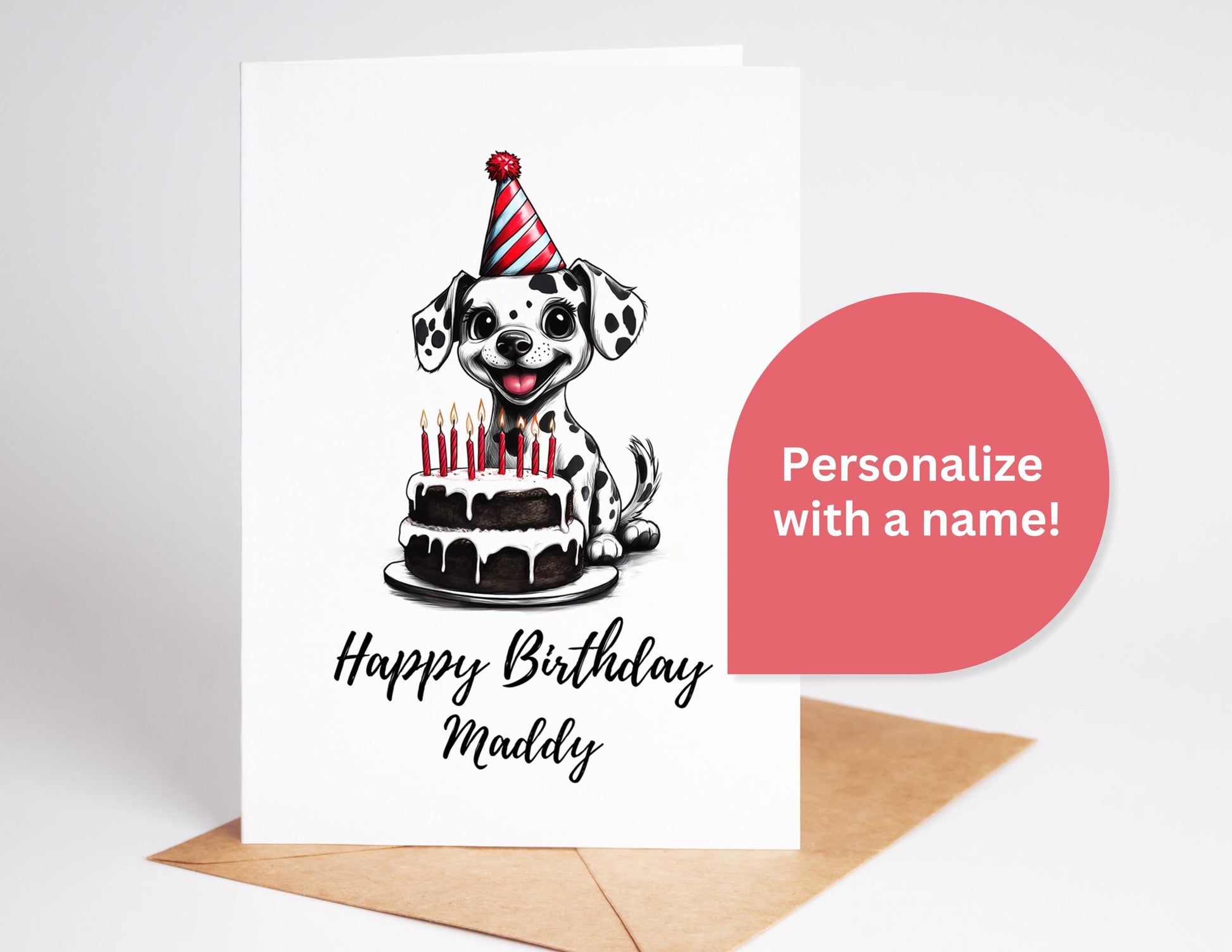 Dalmatian folk-art greeting card, blank inside