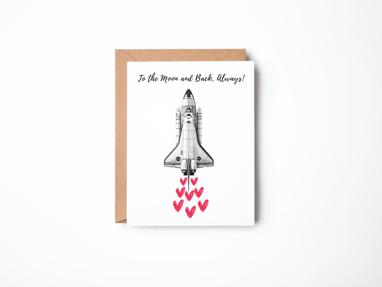 NASA Space Shuttle folk-art greeting card, blank inside