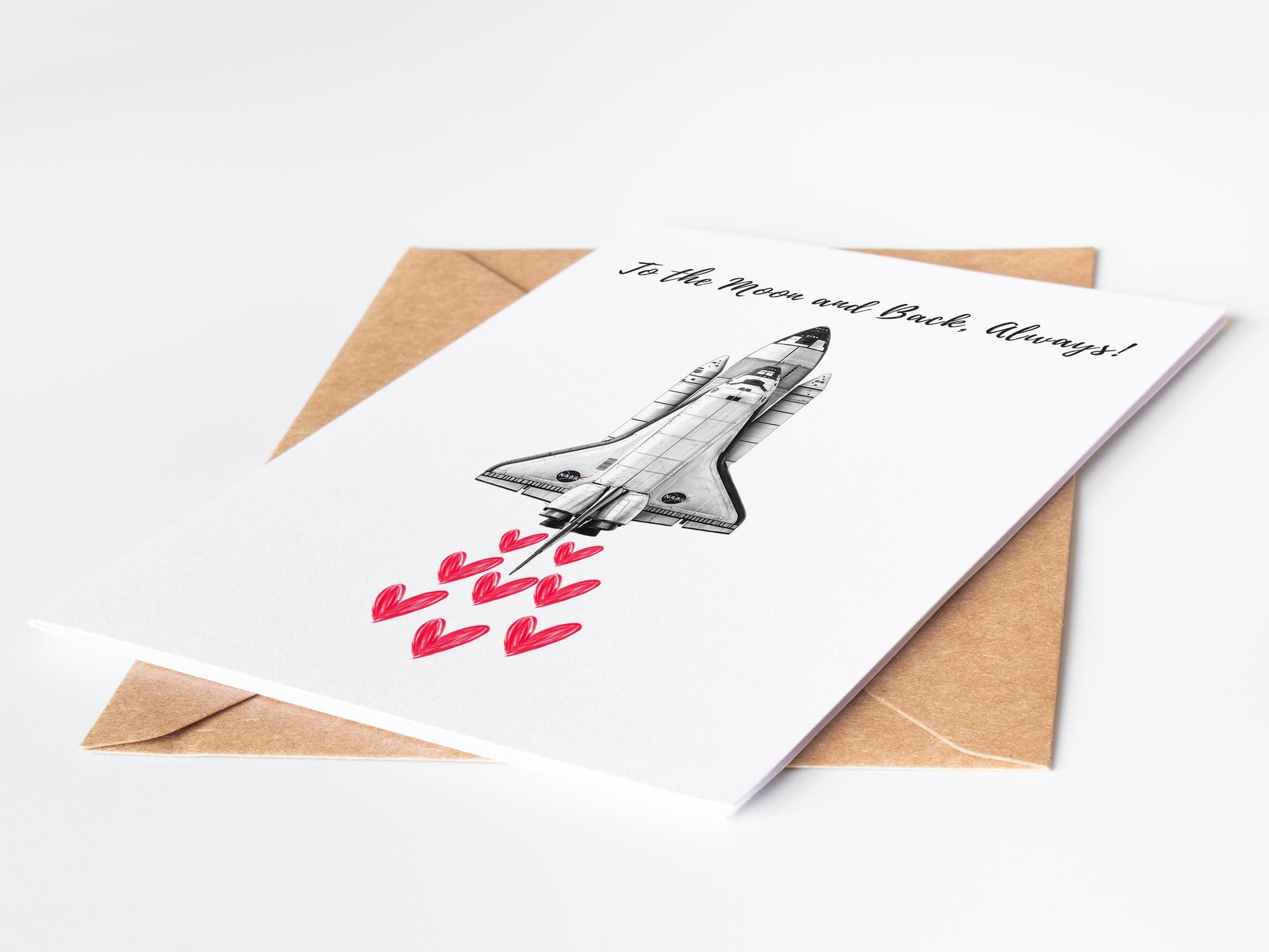 NASA Space Shuttle folk-art greeting card, blank inside