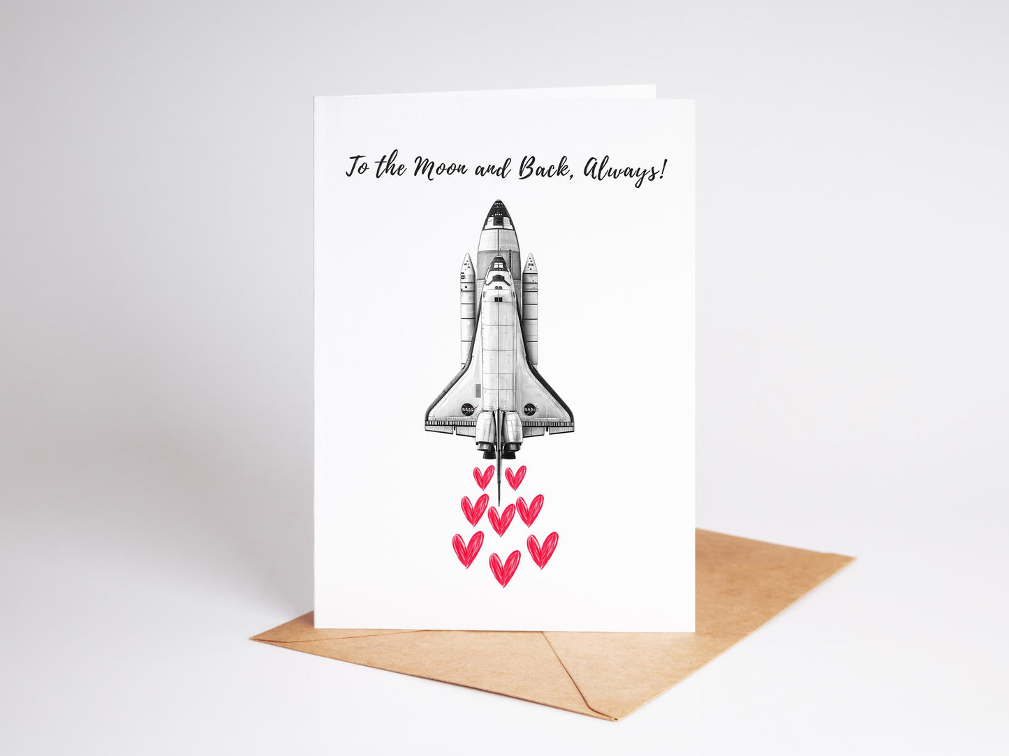 NASA Space Shuttle folk-art greeting card, blank inside