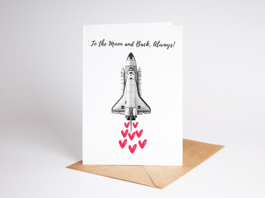 NASA Space Shuttle folk-art greeting card, blank inside