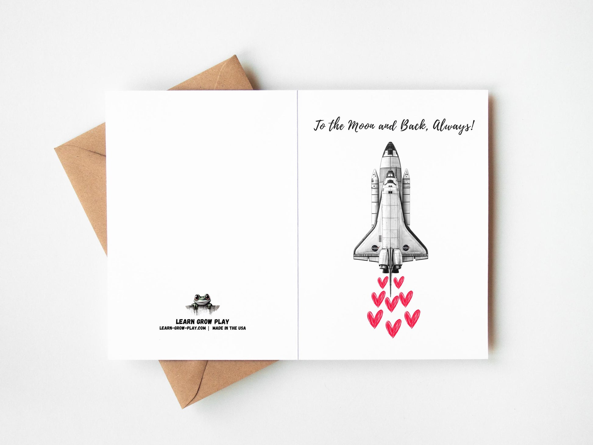 NASA Space Shuttle folk-art greeting card, blank inside