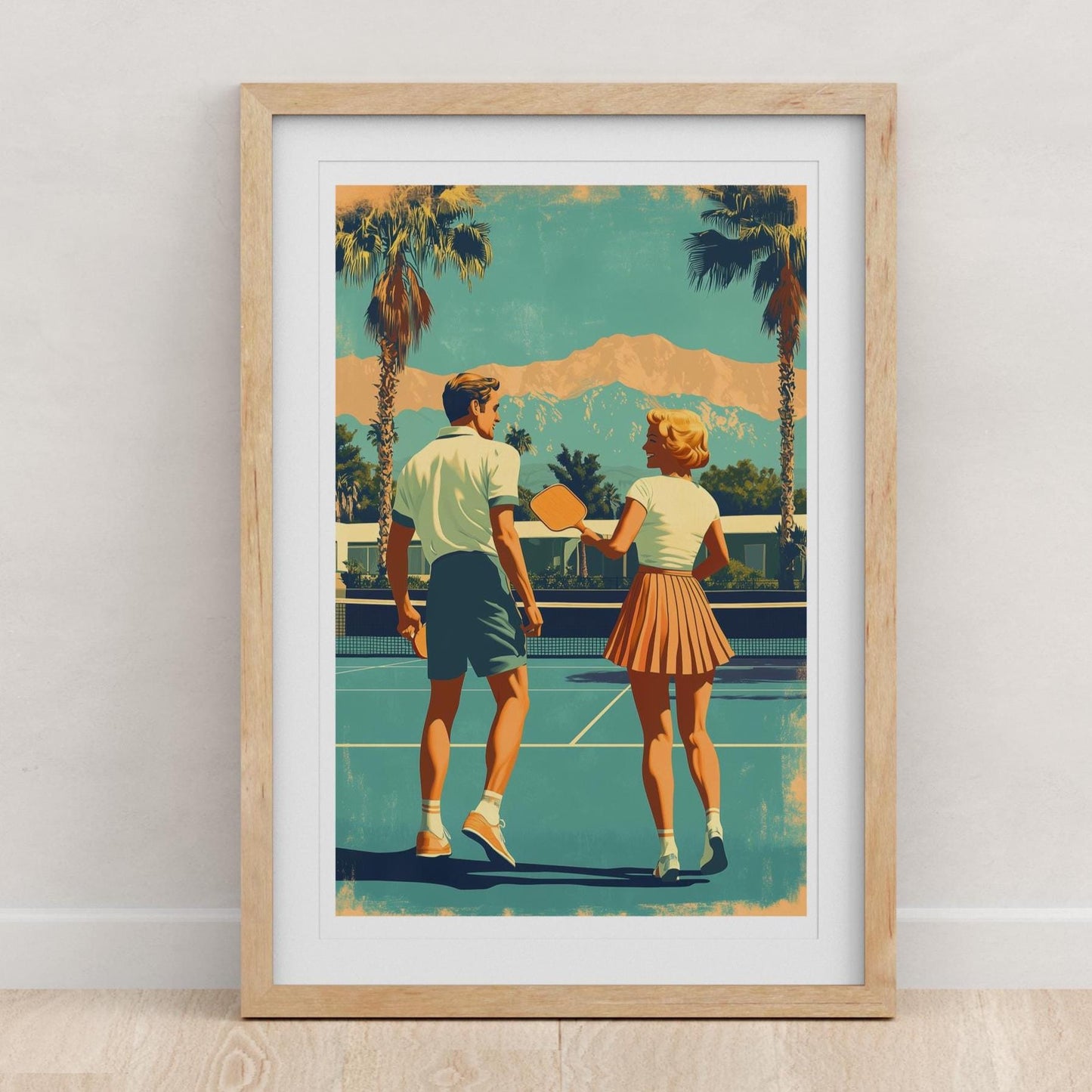Edition Pickleball Paddle folk-art art print, blank inside