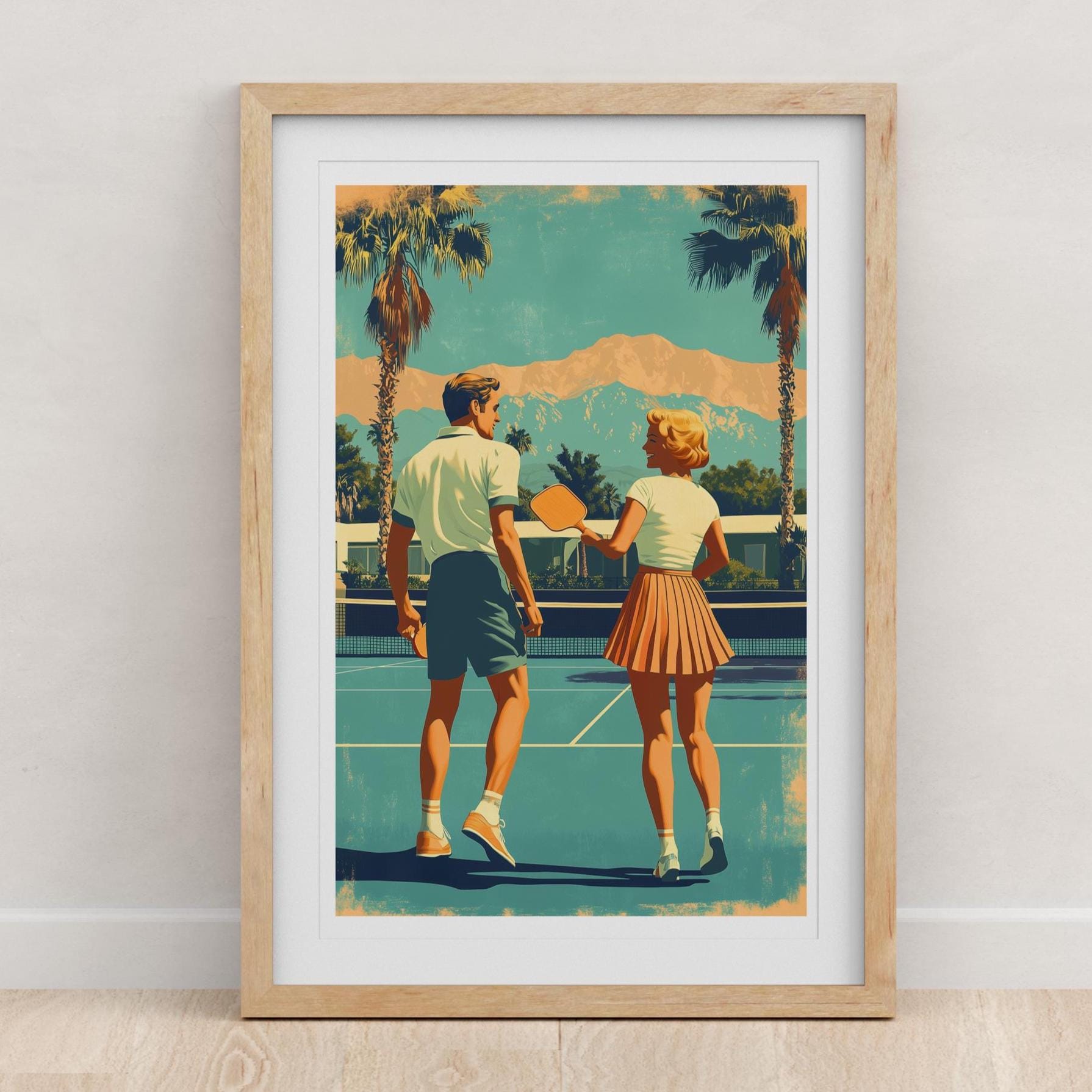 Edition Pickleball Paddle folk-art art print, blank inside