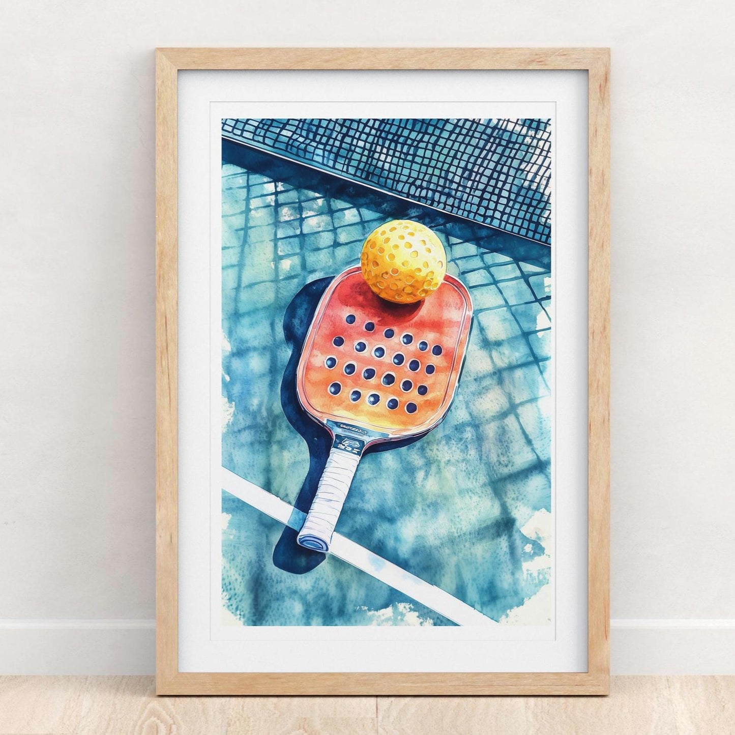 Edition Pickleball Paddle folk-art art print, blank inside