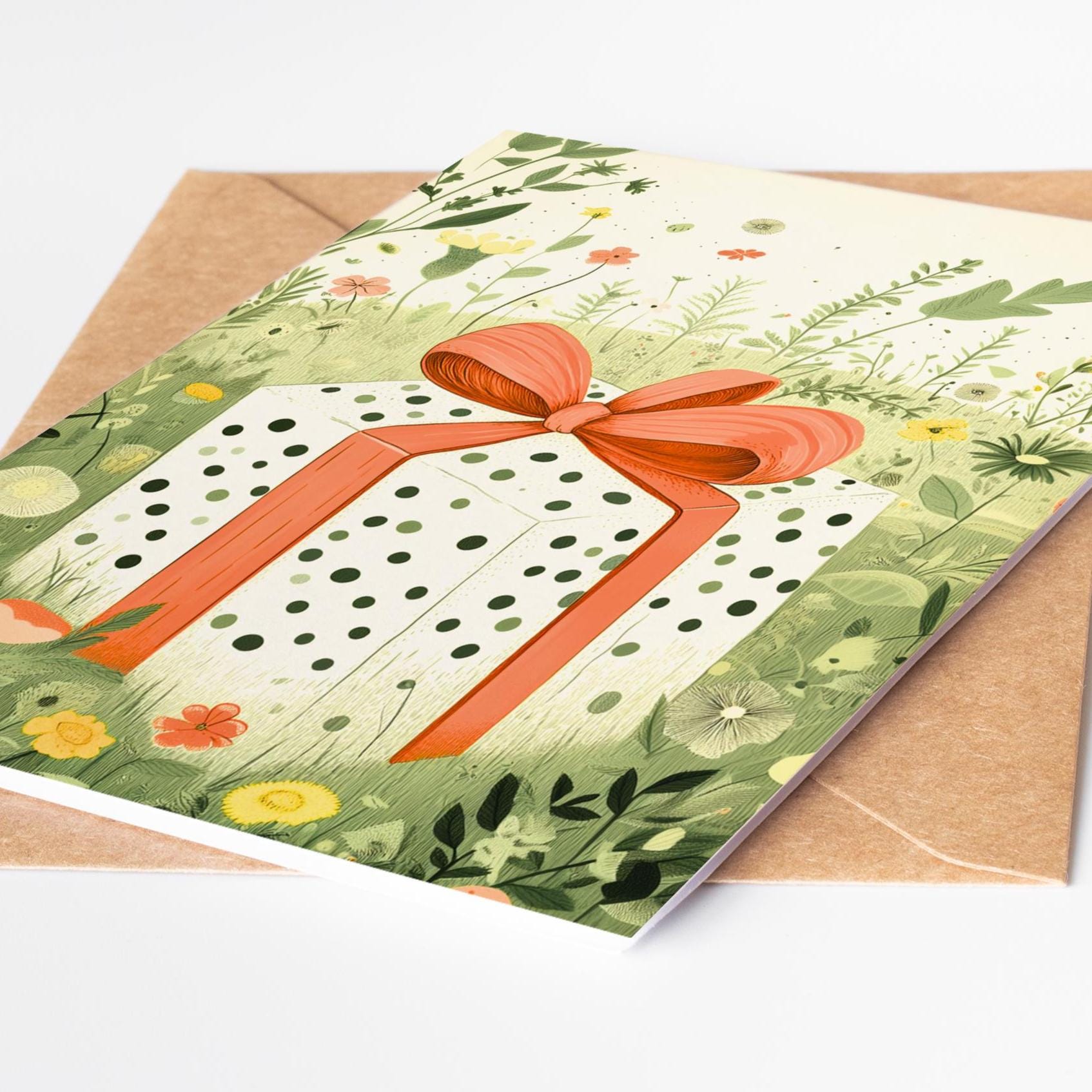 Floral folk-art greeting card, blank inside