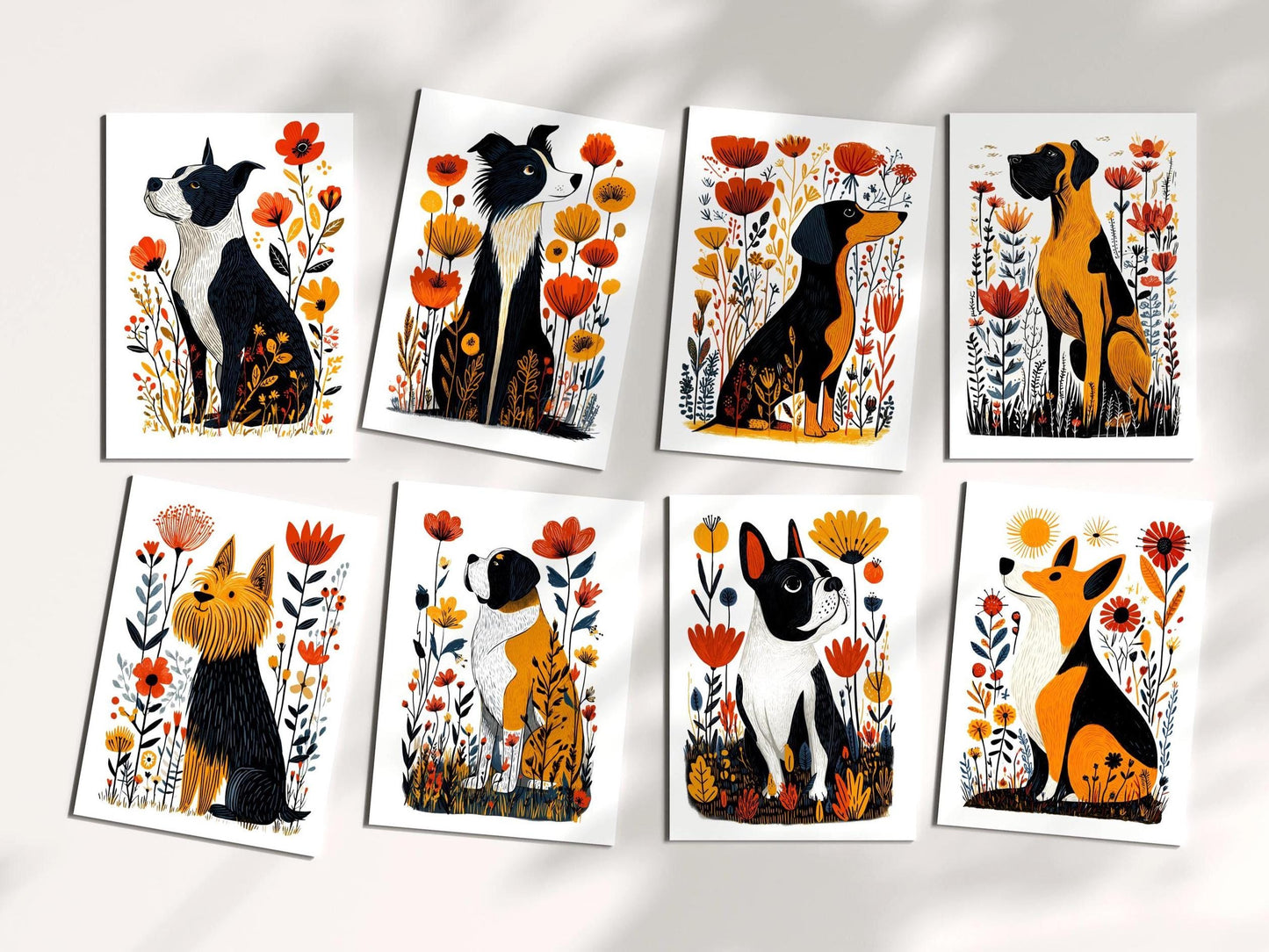 Great Dane folk-art greeting card, blank inside